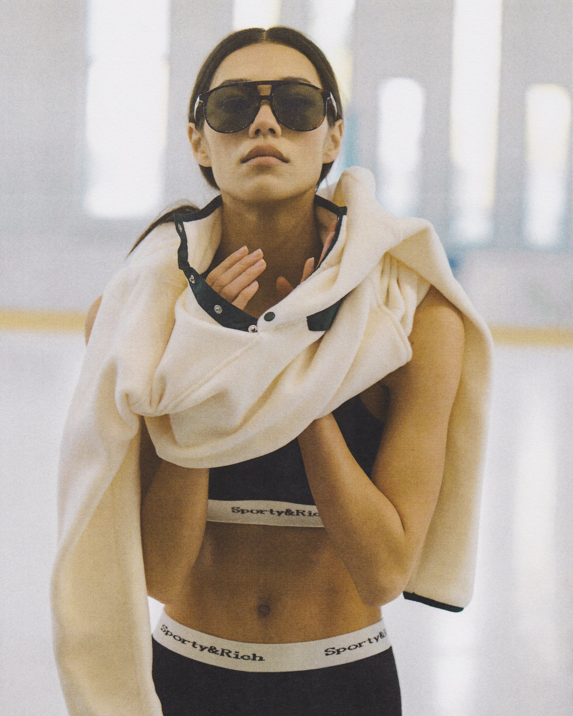 Buttoned Polar Sweatshirt - Cream/Forest - Image 6