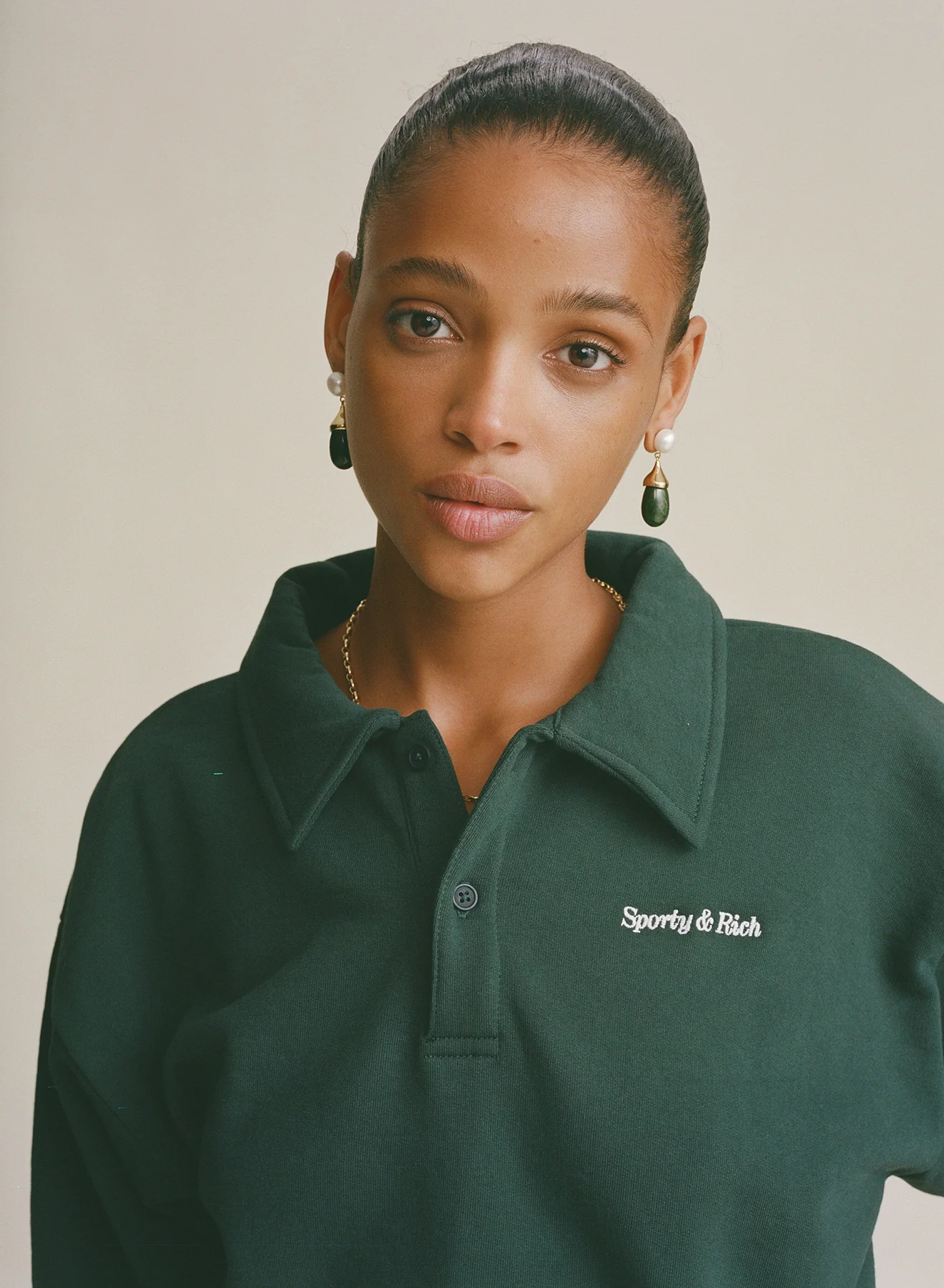 Classic Logo Embroidered Longsleeve Polo - Forest/White - Image 6