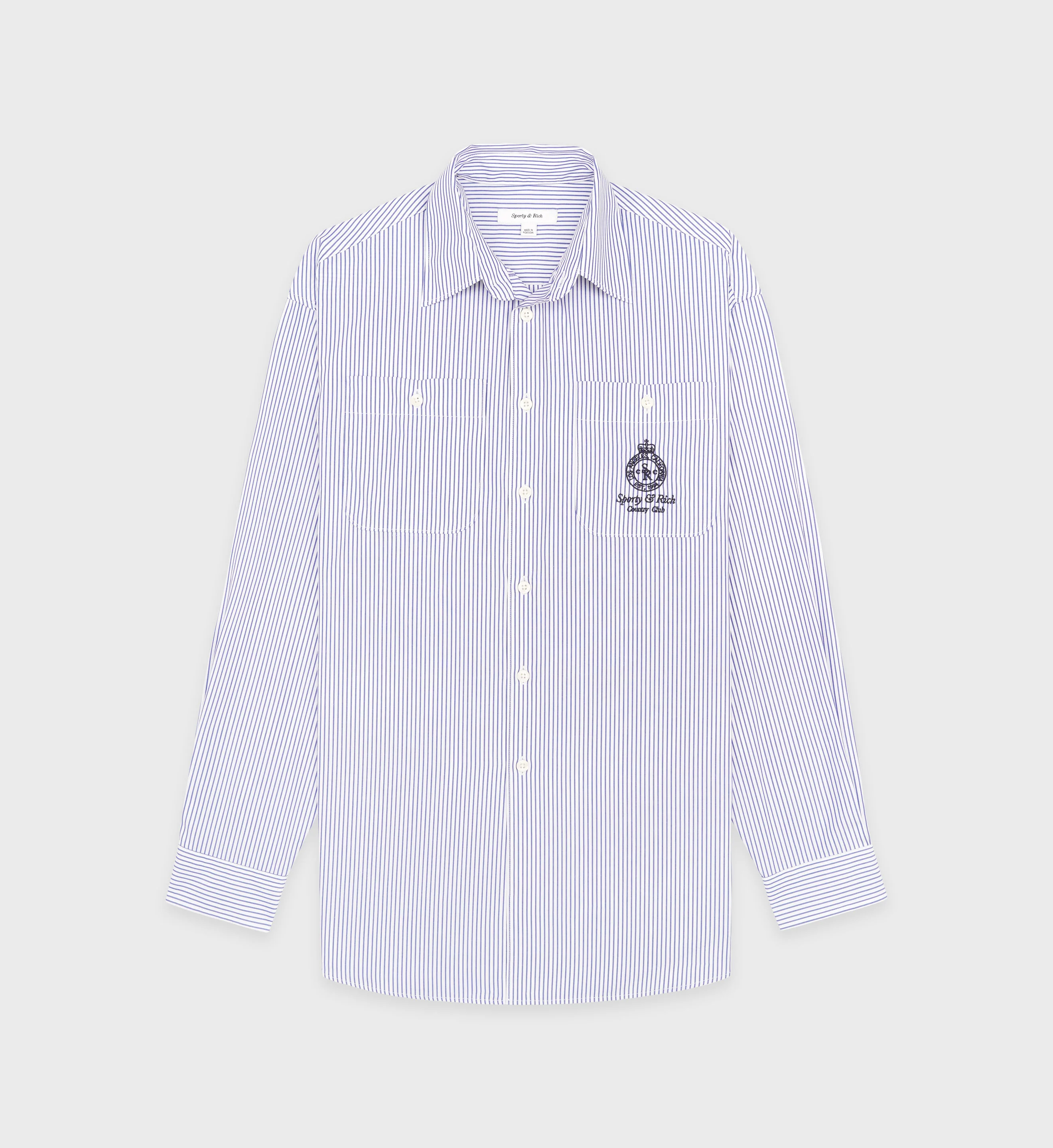 Crown Oversized Utility Shirt - Blue Striped