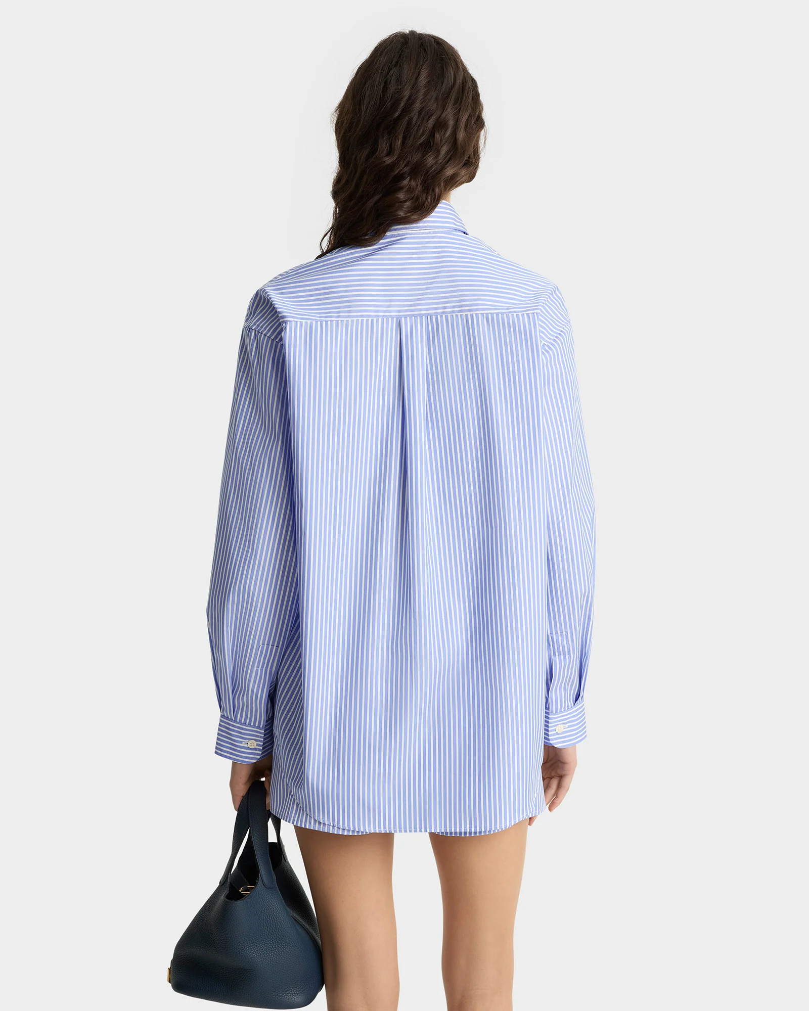 Crown Tennis Oversized Shirt - Light Blue Striped - Image 6