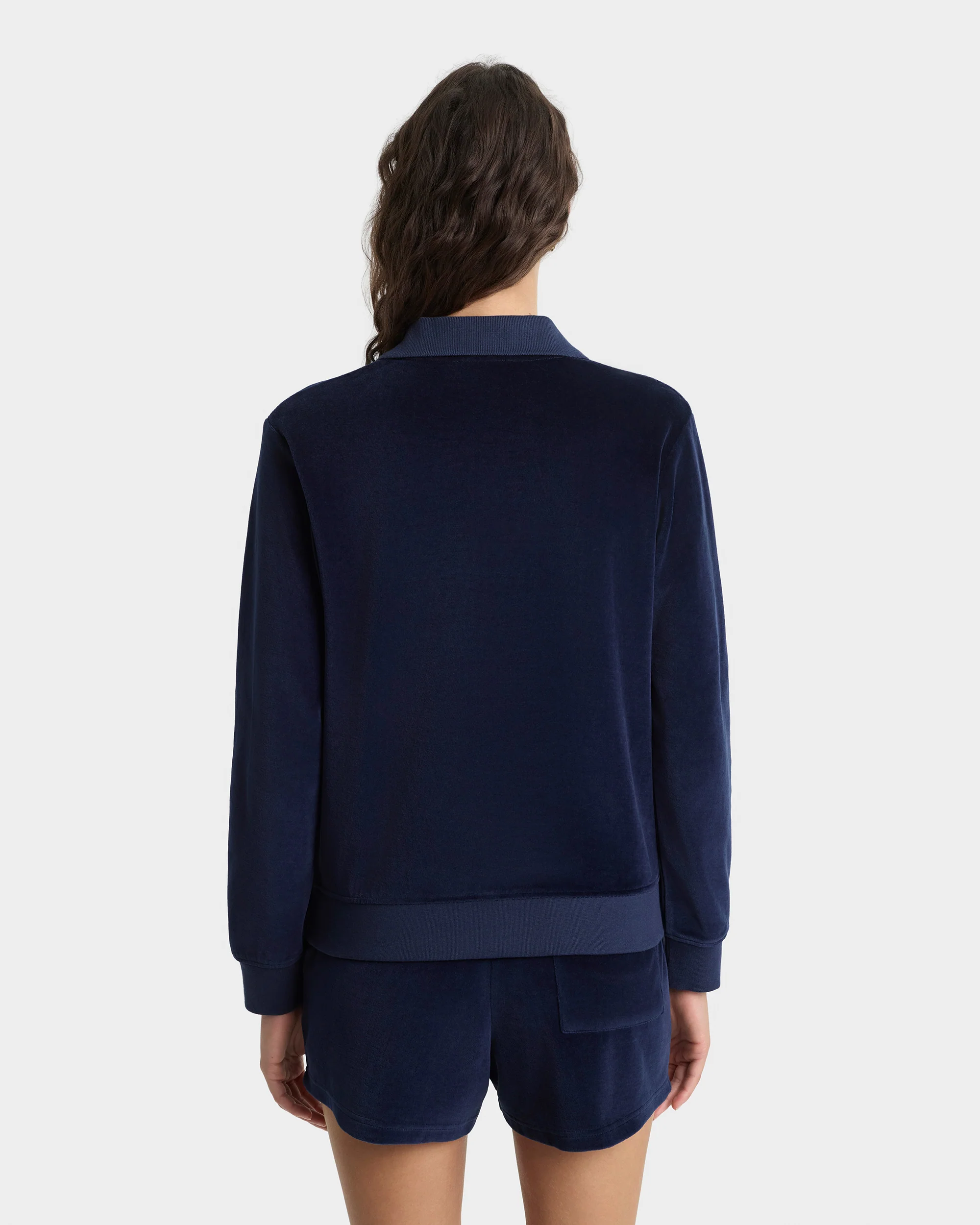 Crown Tennis Velour Polo - Navy/Ecru - Image 5