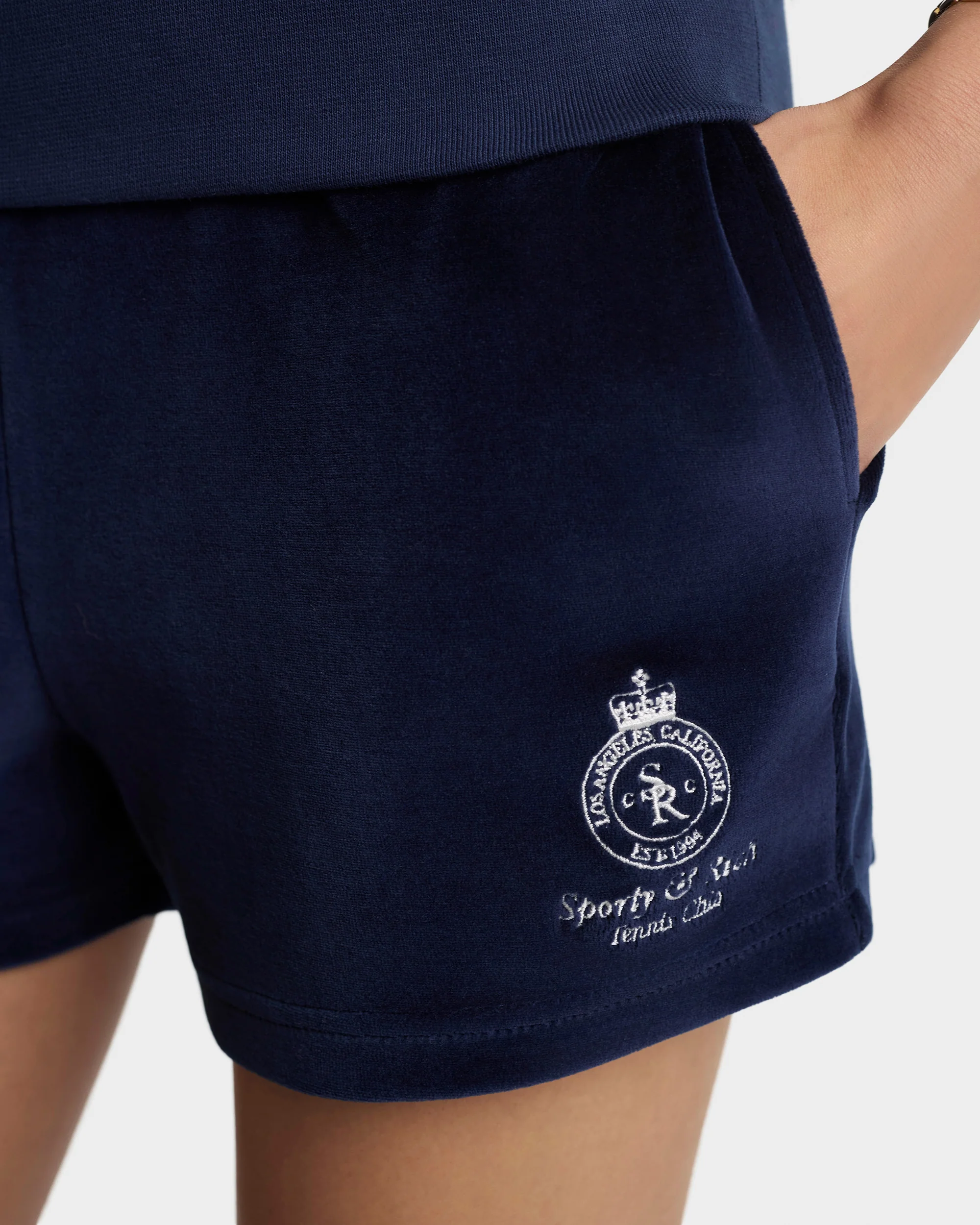 Crown Tennis Velour Short - Navy/Ecru - Image 4