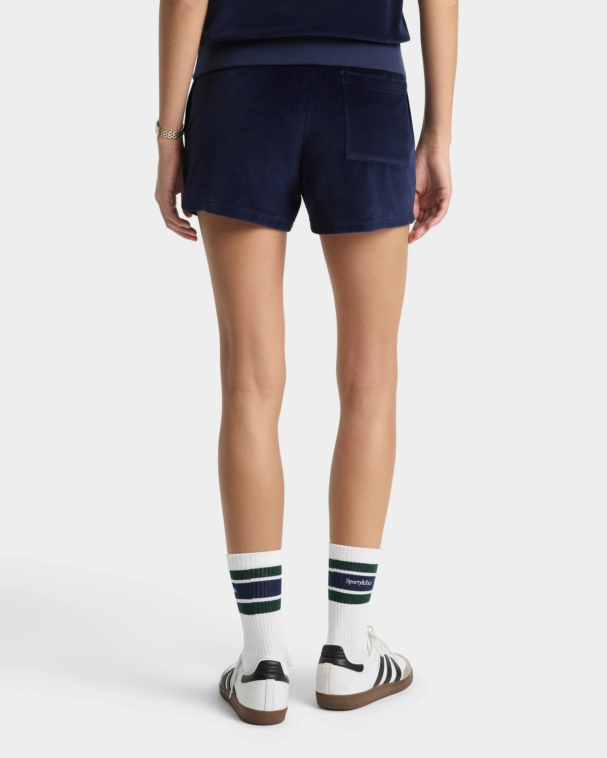 Crown Tennis Velour Short - Navy/Ecru - Image 5