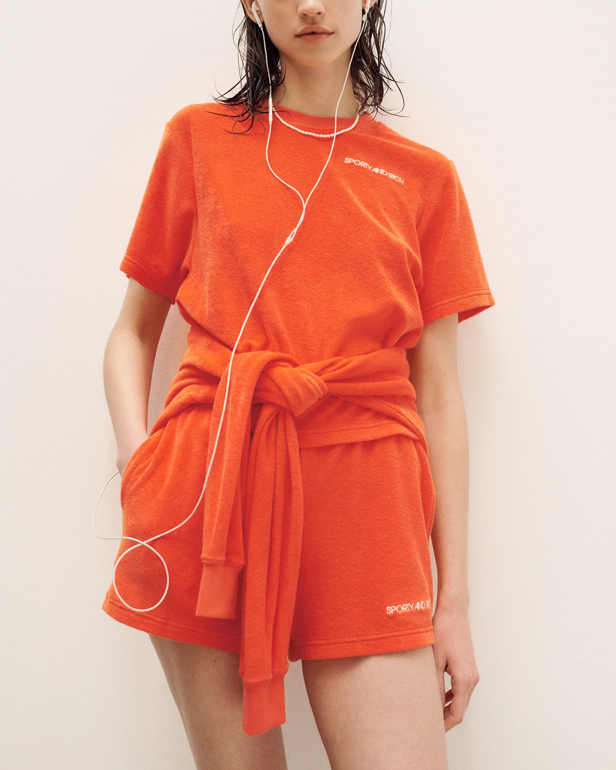 Disco Terry Cropped Tee - Cerise/White - Image 2