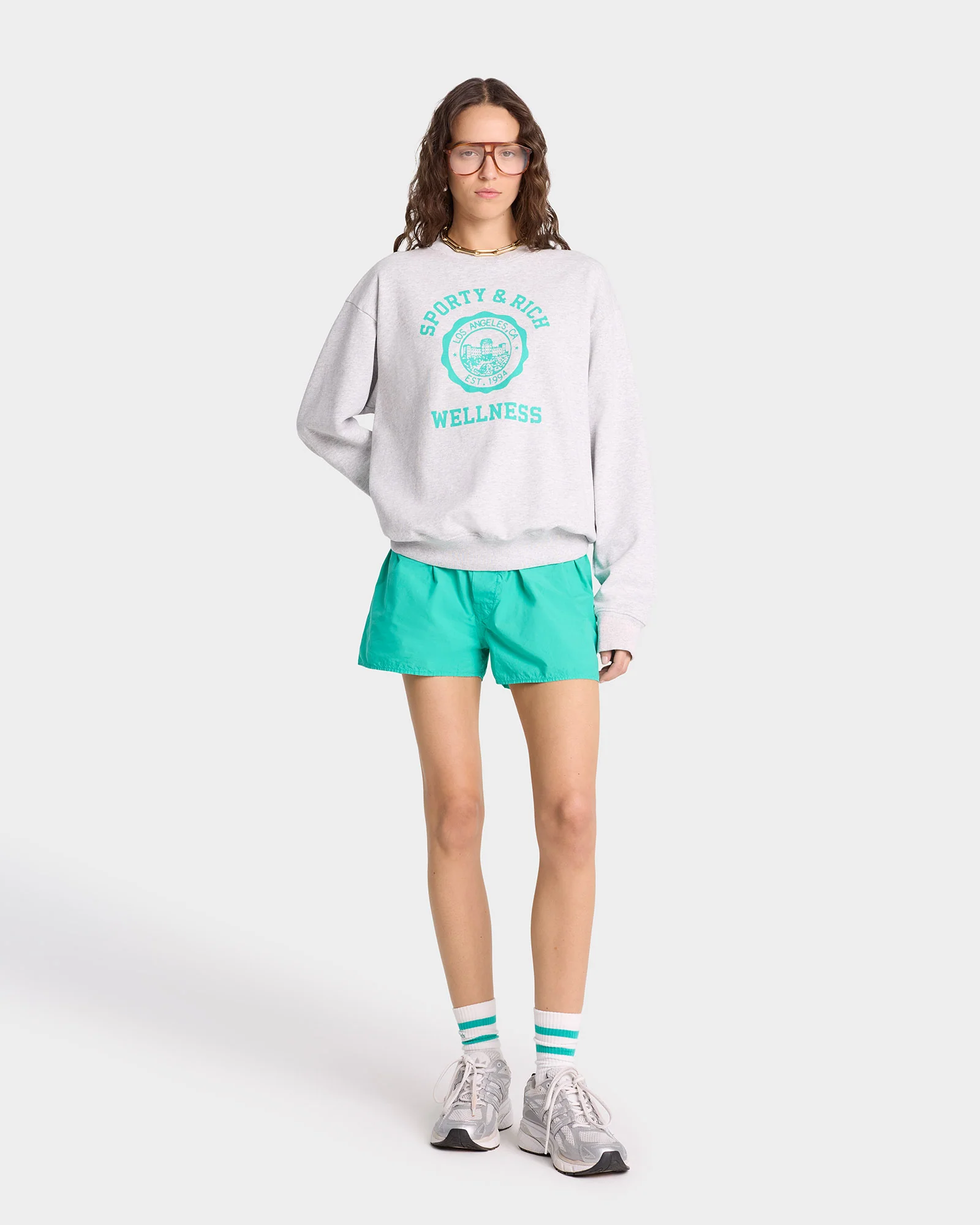 Emblem Crewneck - Heather Gray/Caribbean - Image 3