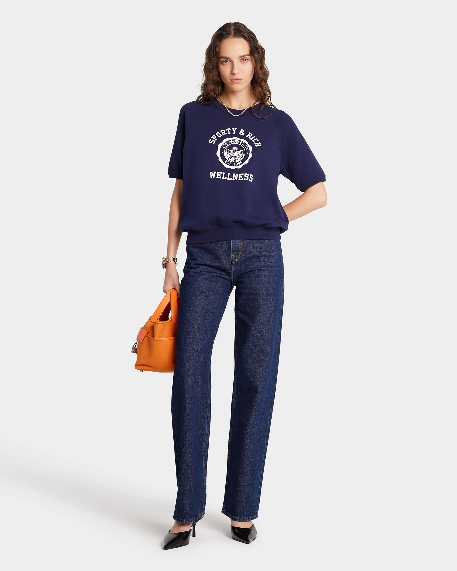 Emblem Short Sleeve Crewneck - Navy/White - Image 3