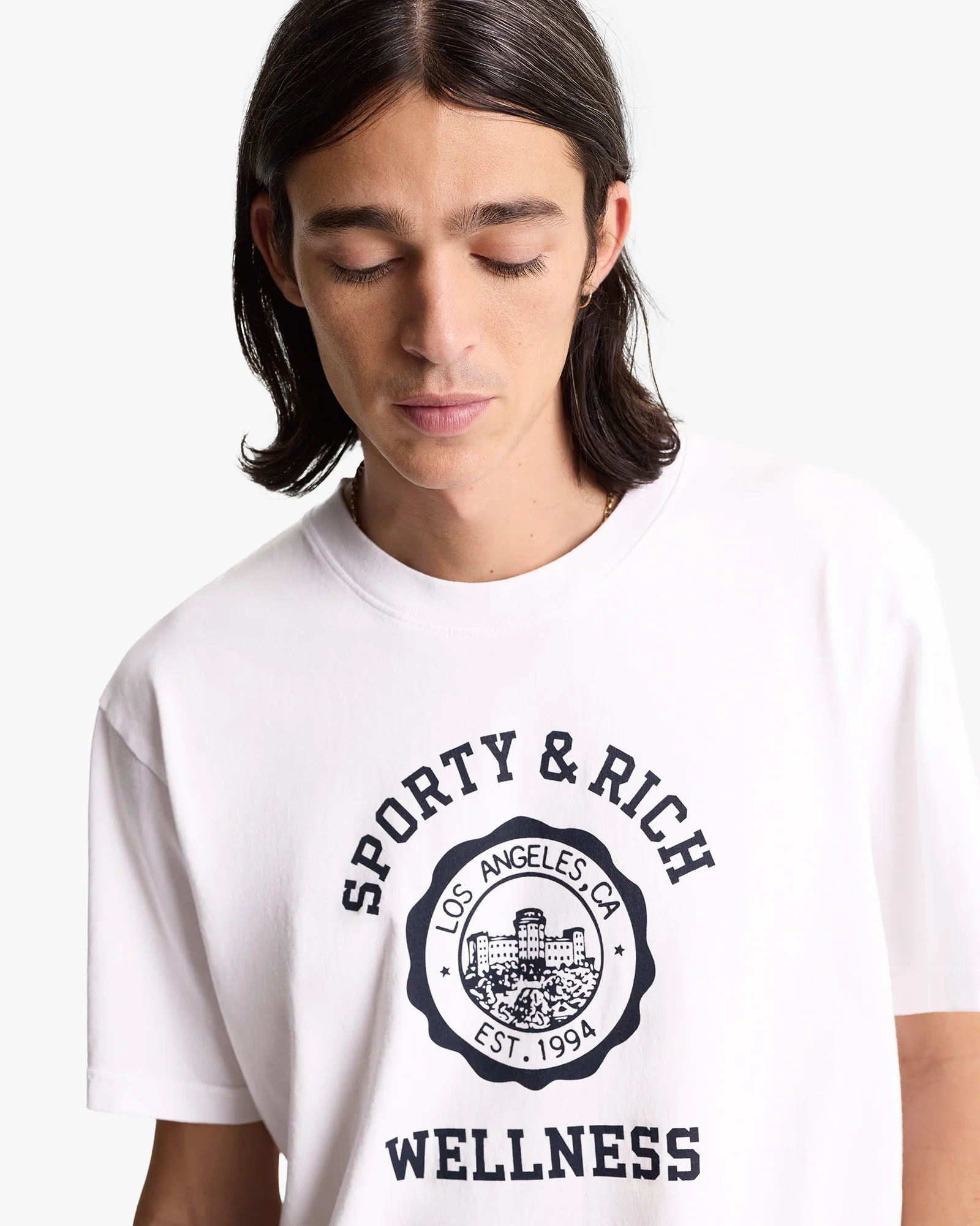 Emblem T-Shirt - White/Navy - Image 7