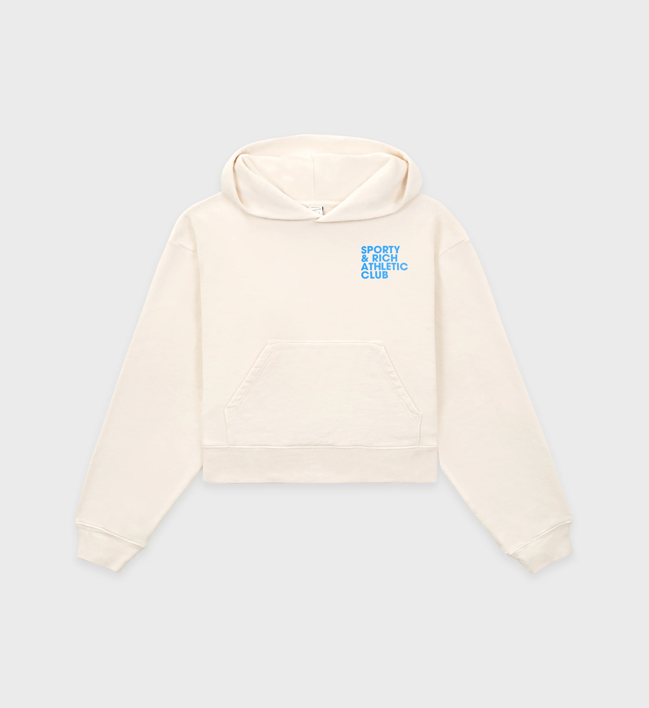 Exercise Often Cropped Hoodie - Cream/Ocean
