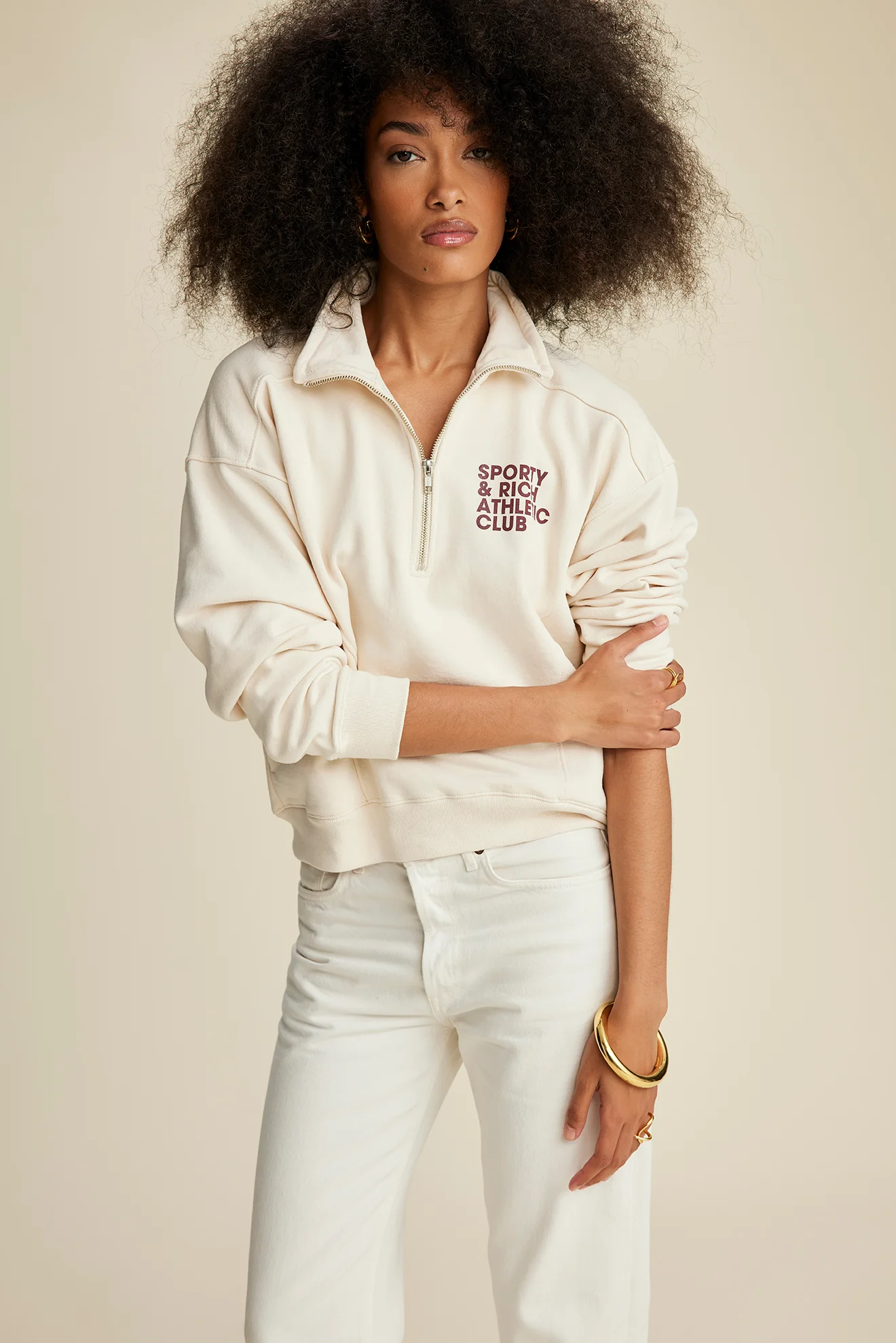 Exercise Often Quarter Zip - Cream/Merlot - Image 5