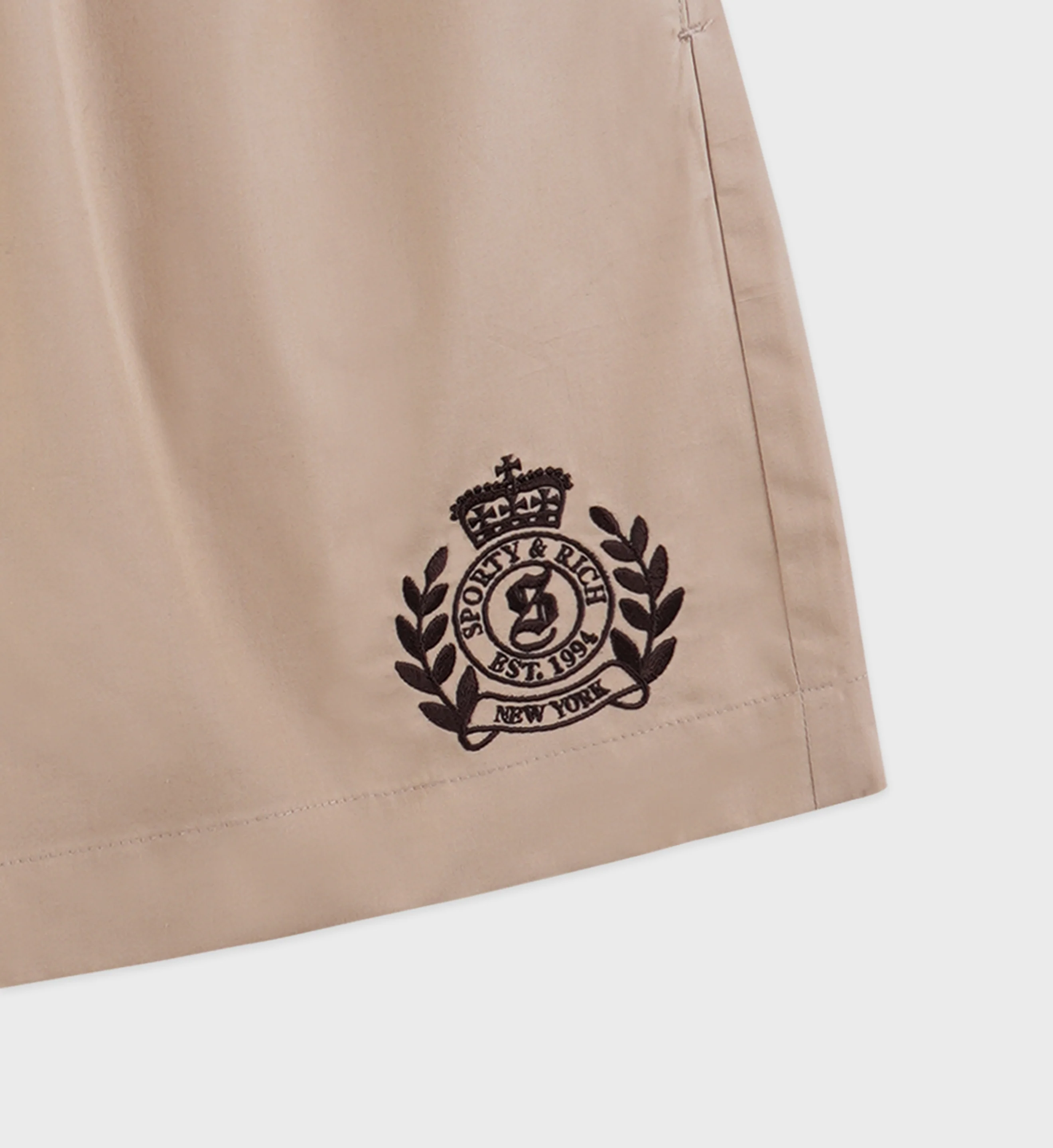 H&W Crest Poplin Short - Light Tan/Chocolate - Image 8