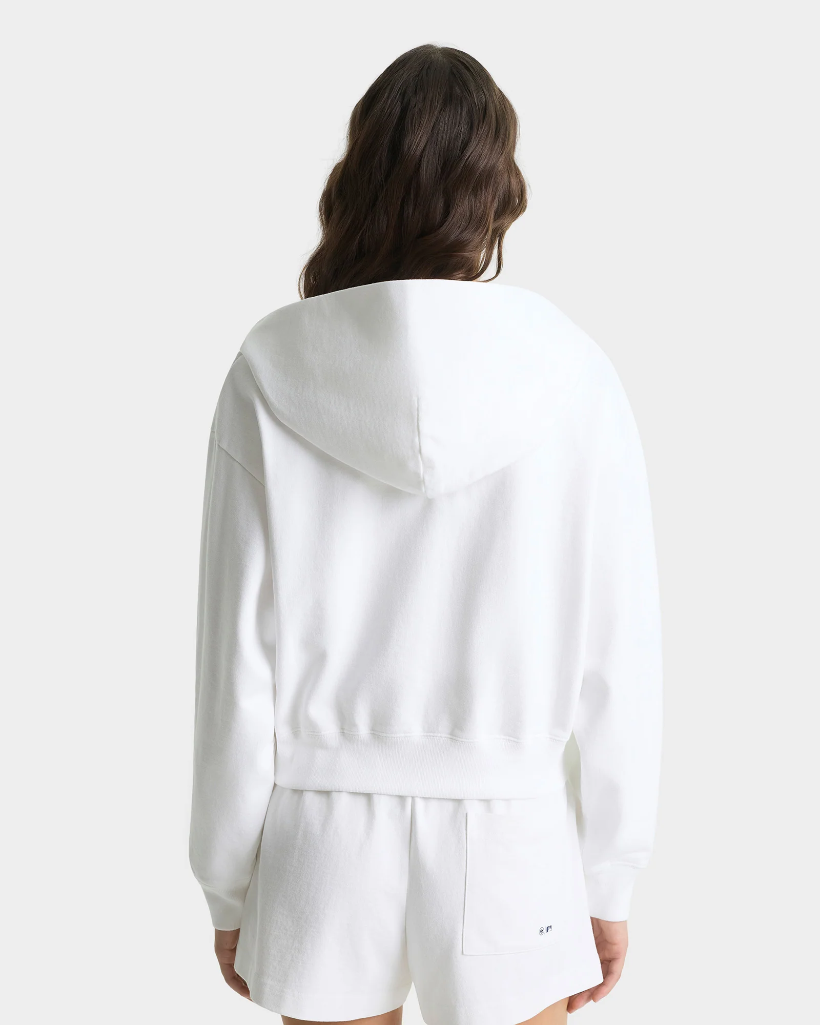 Homerun Cropped Zip Hoodie - White - Image 3