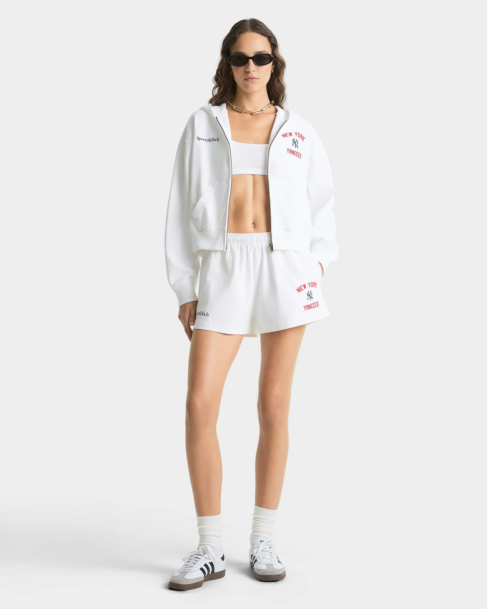 Homerun Cropped Zip Hoodie - White - Image 5