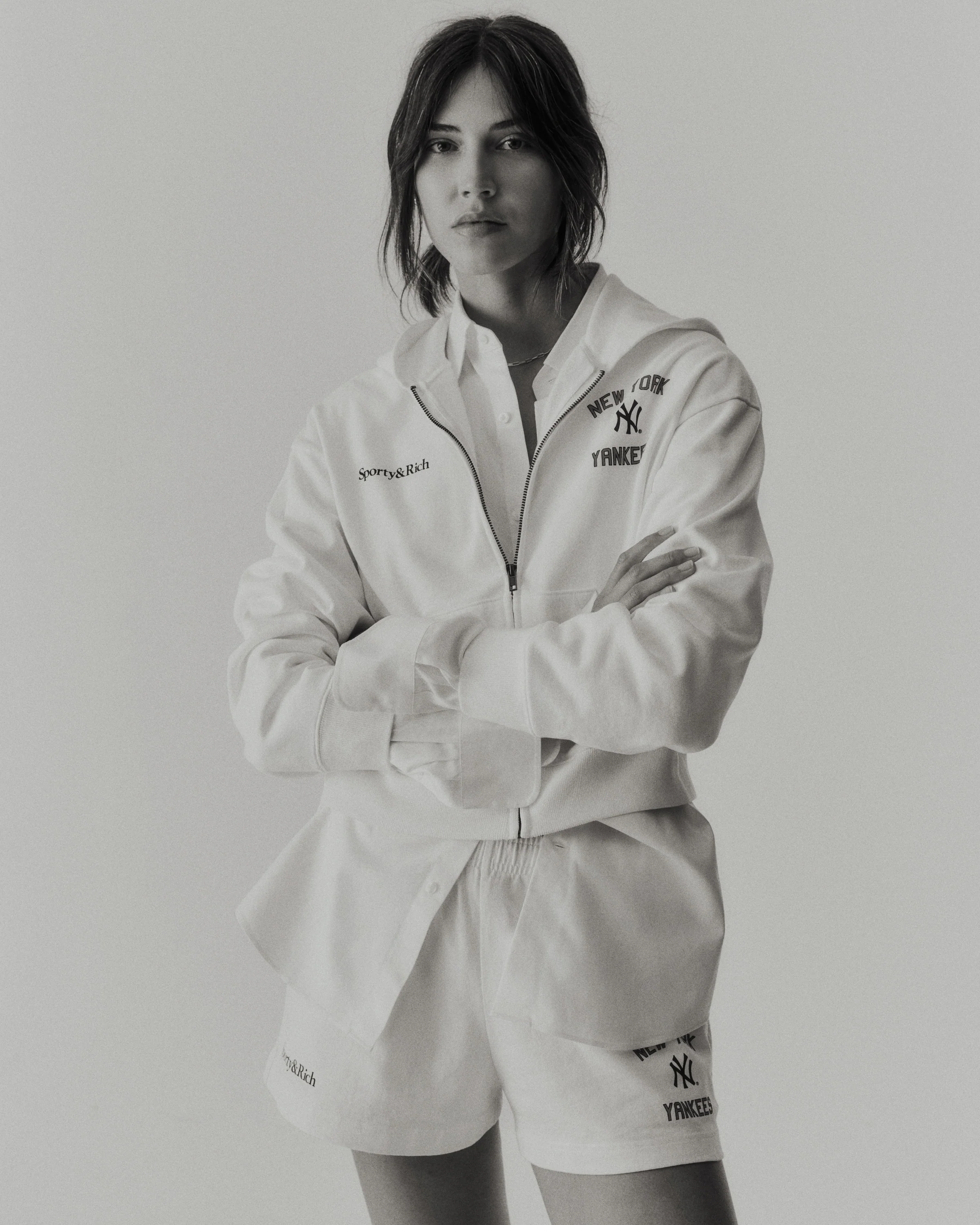 Homerun Cropped Zip Hoodie - White - Image 6