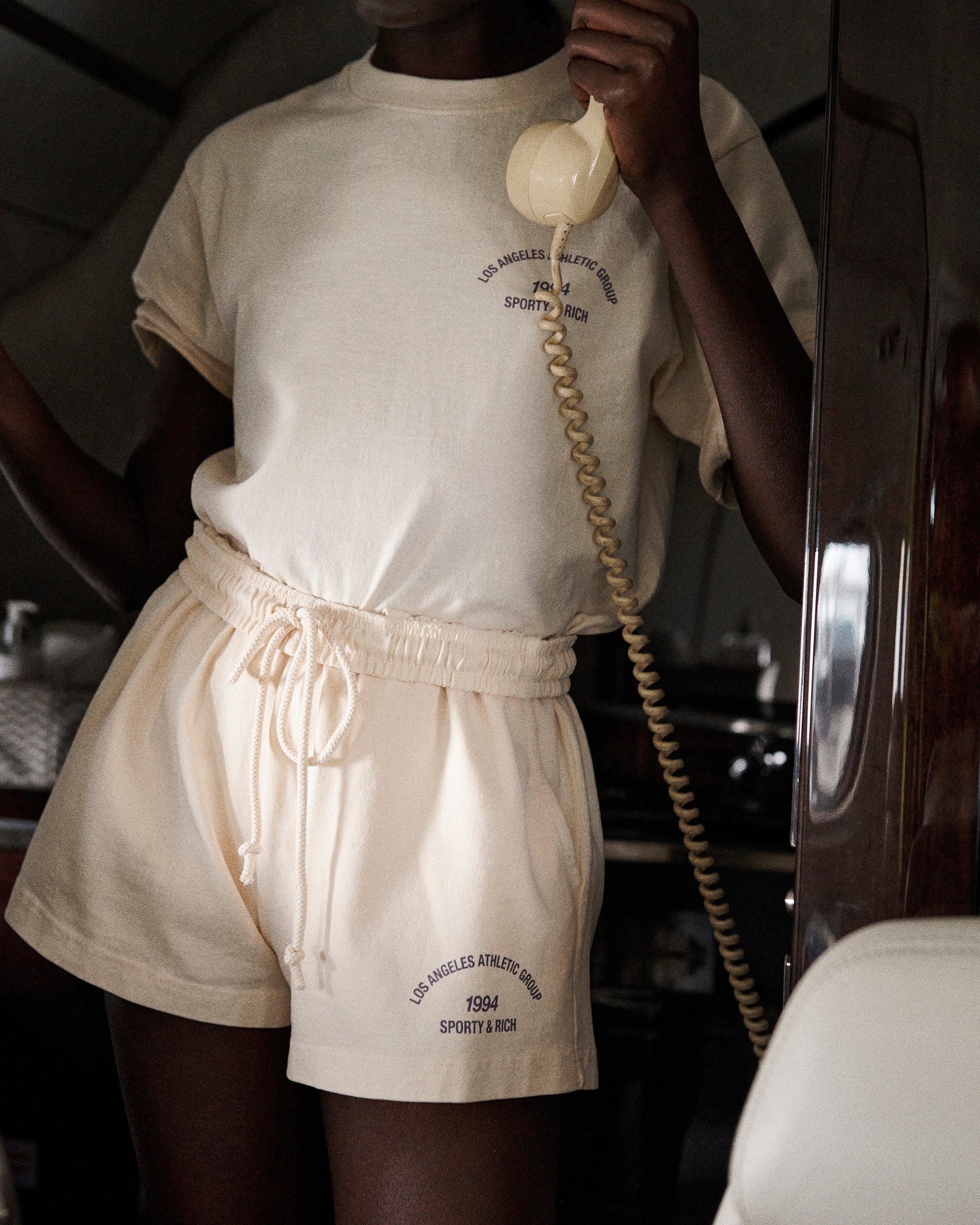 LA Athletic Group Disco Short - Cream/Eggplant - Image 5