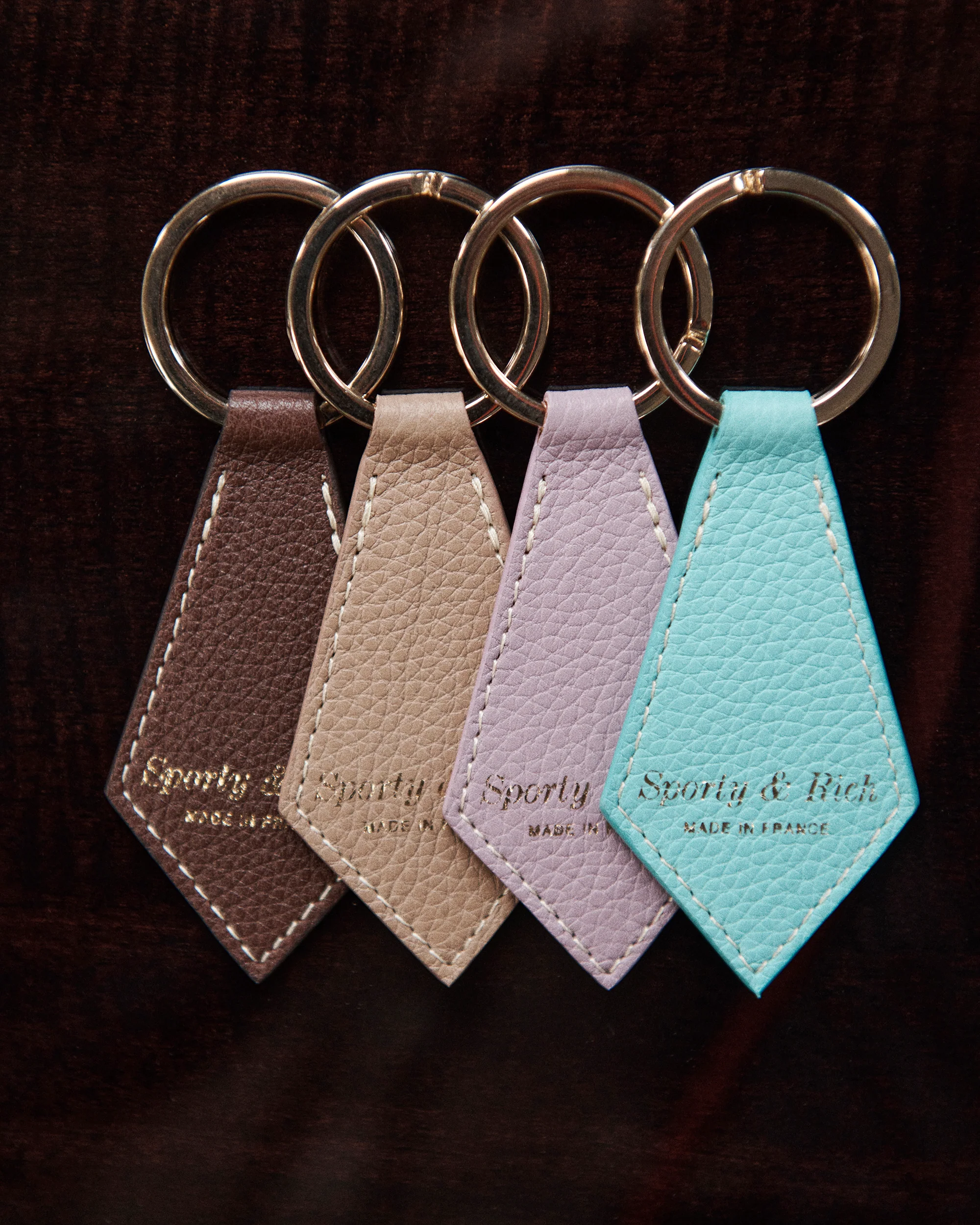 Leather Key Chain - Chocolate/Gold - Image 2