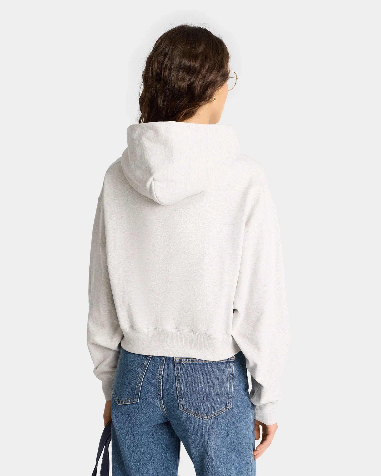 NY Crest Cropped Hoodie - Heather Gray/Gold - Image 7