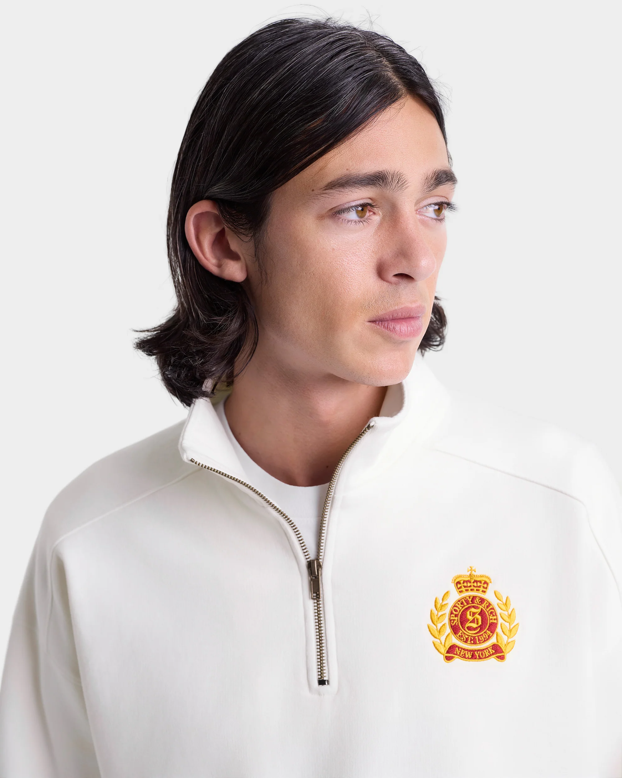 NY Crest Embroidered Quarter zip Men - White - Image 4