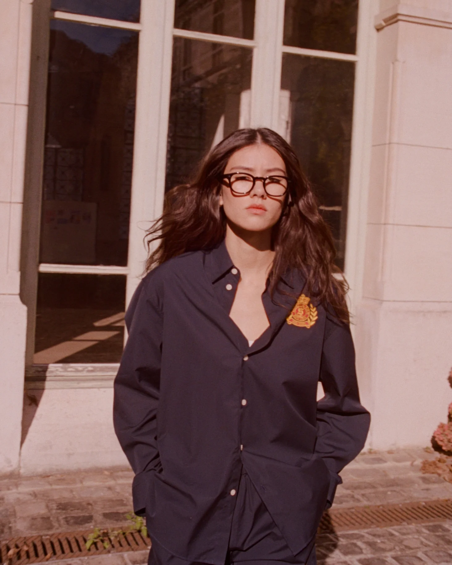 NY Crest Oversized Shirt - Navy/Gold - Image 3