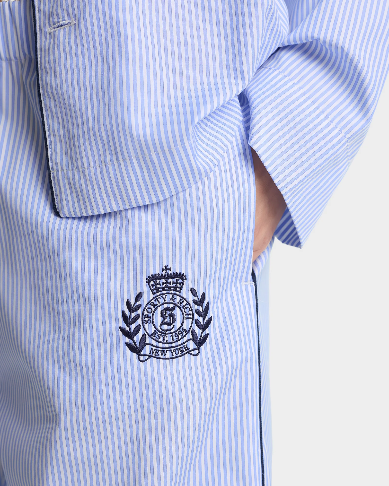 NY Crest Pyjama Pants - Blue Stripe - Image 4