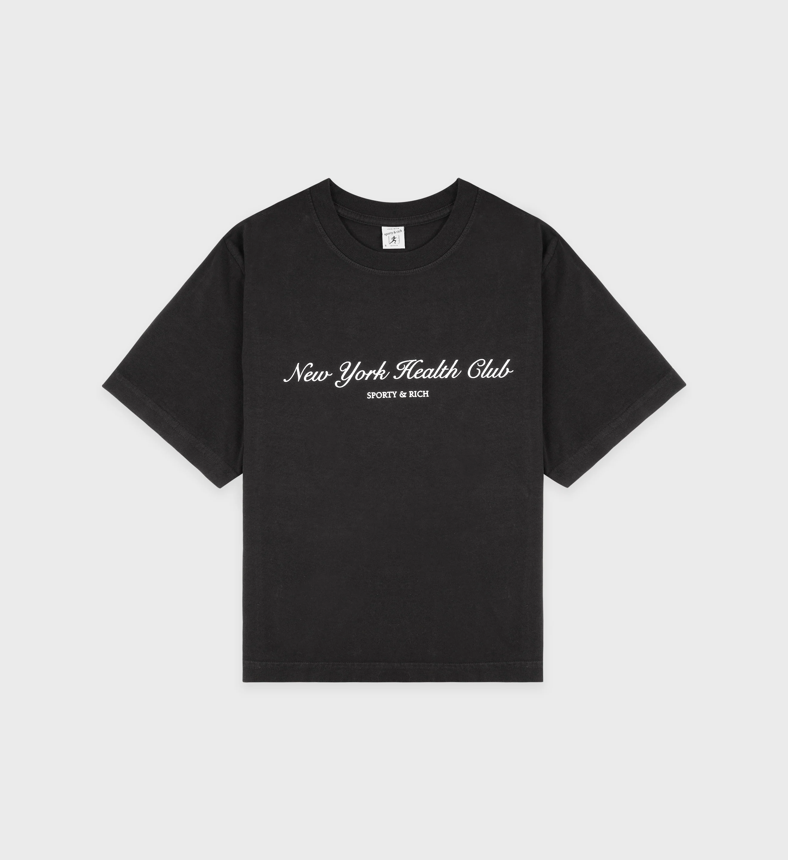 NY Health Club Cropped T-Shirt - Faded Black/White