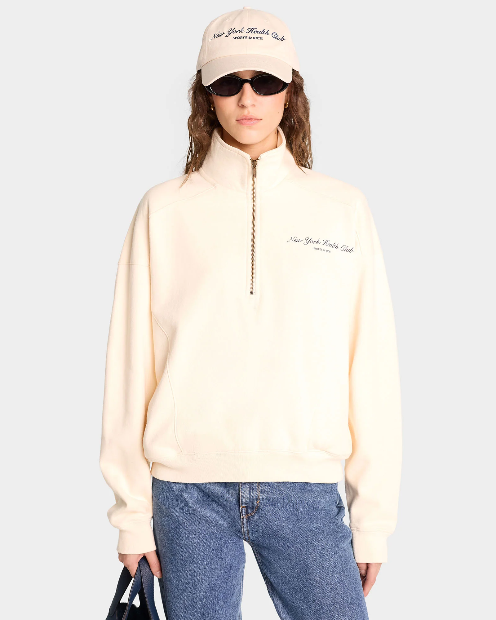 NY Health Club Quarter Zip - Cream/Navy - Image 4