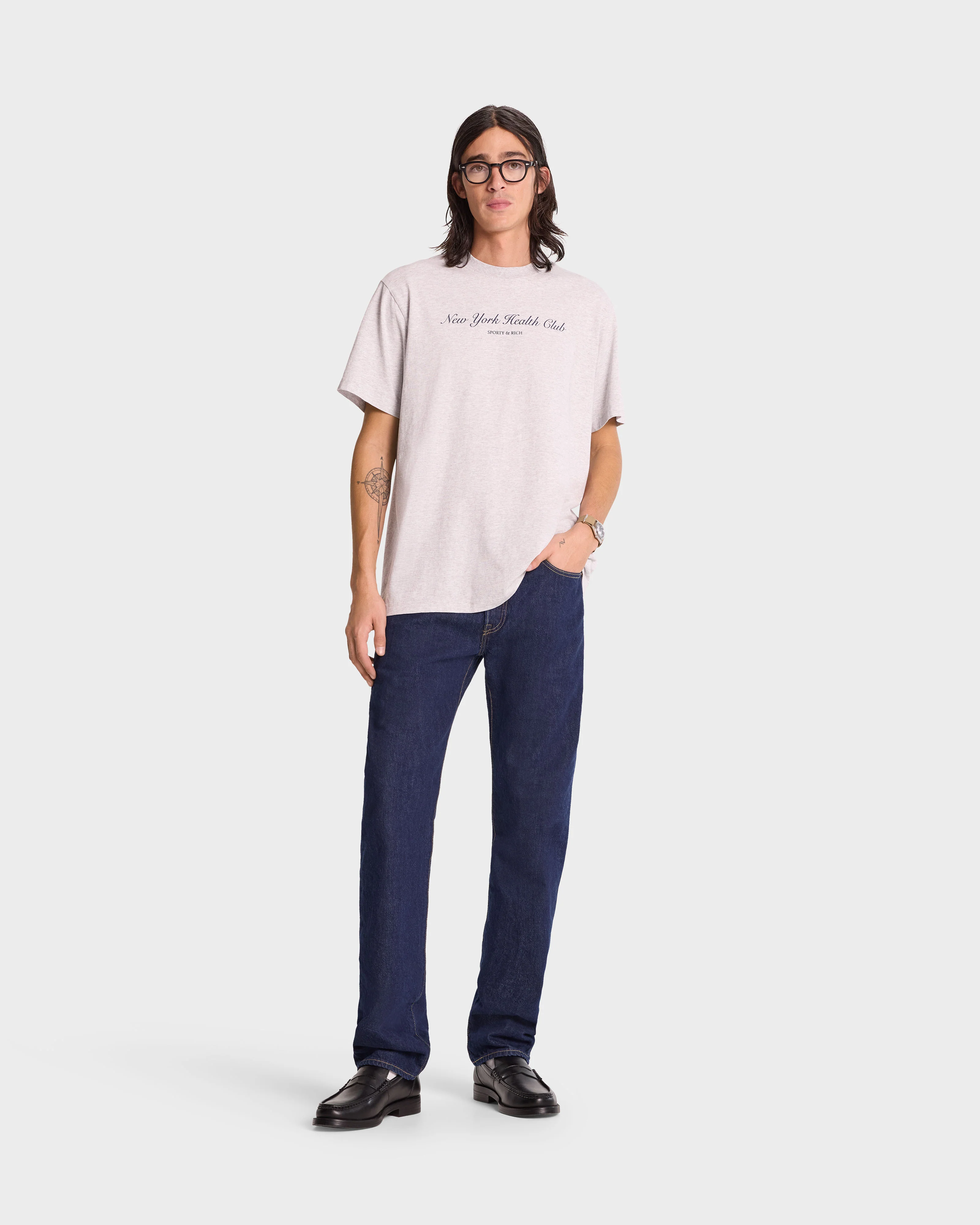 NY Health Club T-Shirt - Heather Gray/Navy - Image 5