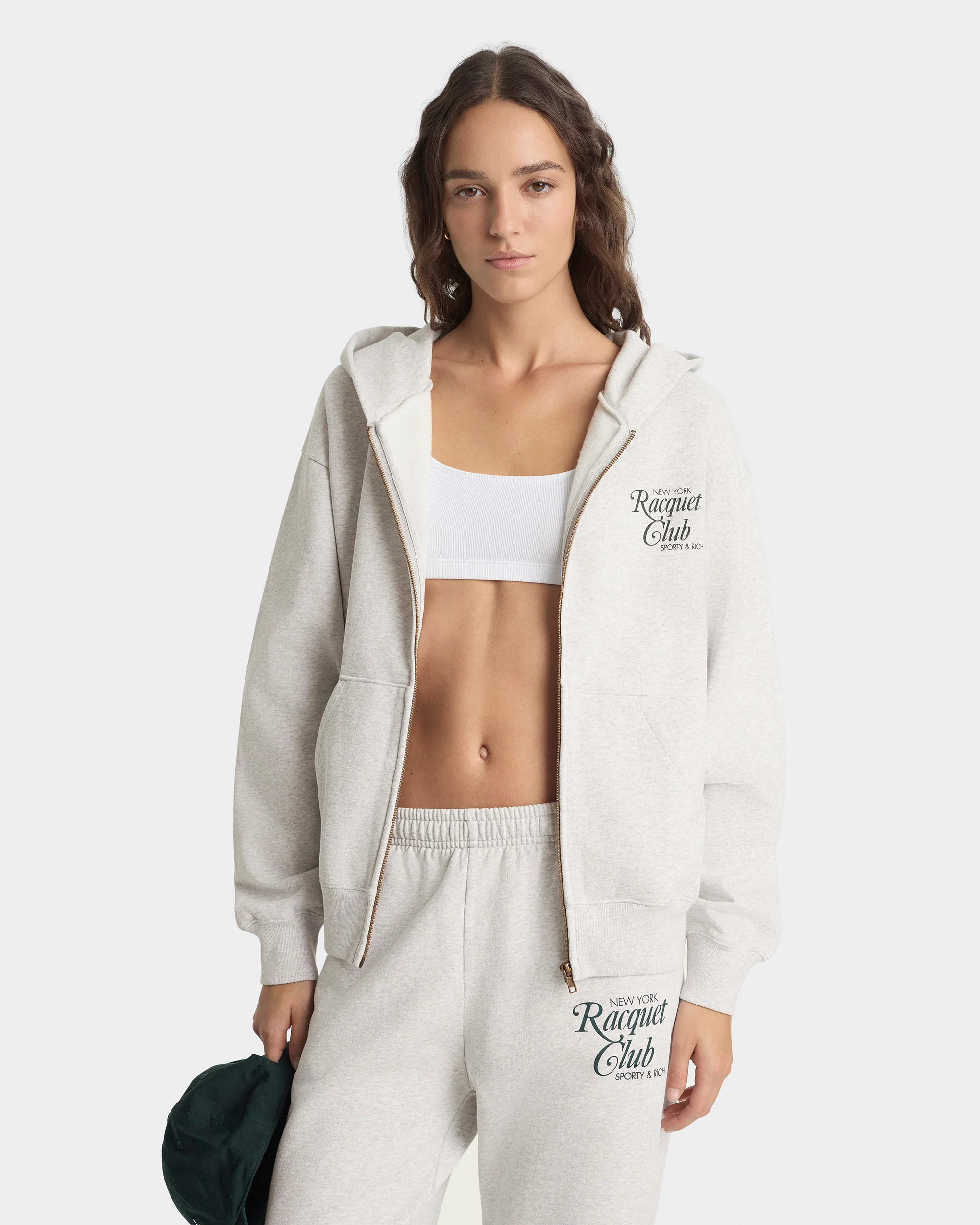 NYRC Zip Hoodie - Heather Gray/Forest - Image 2