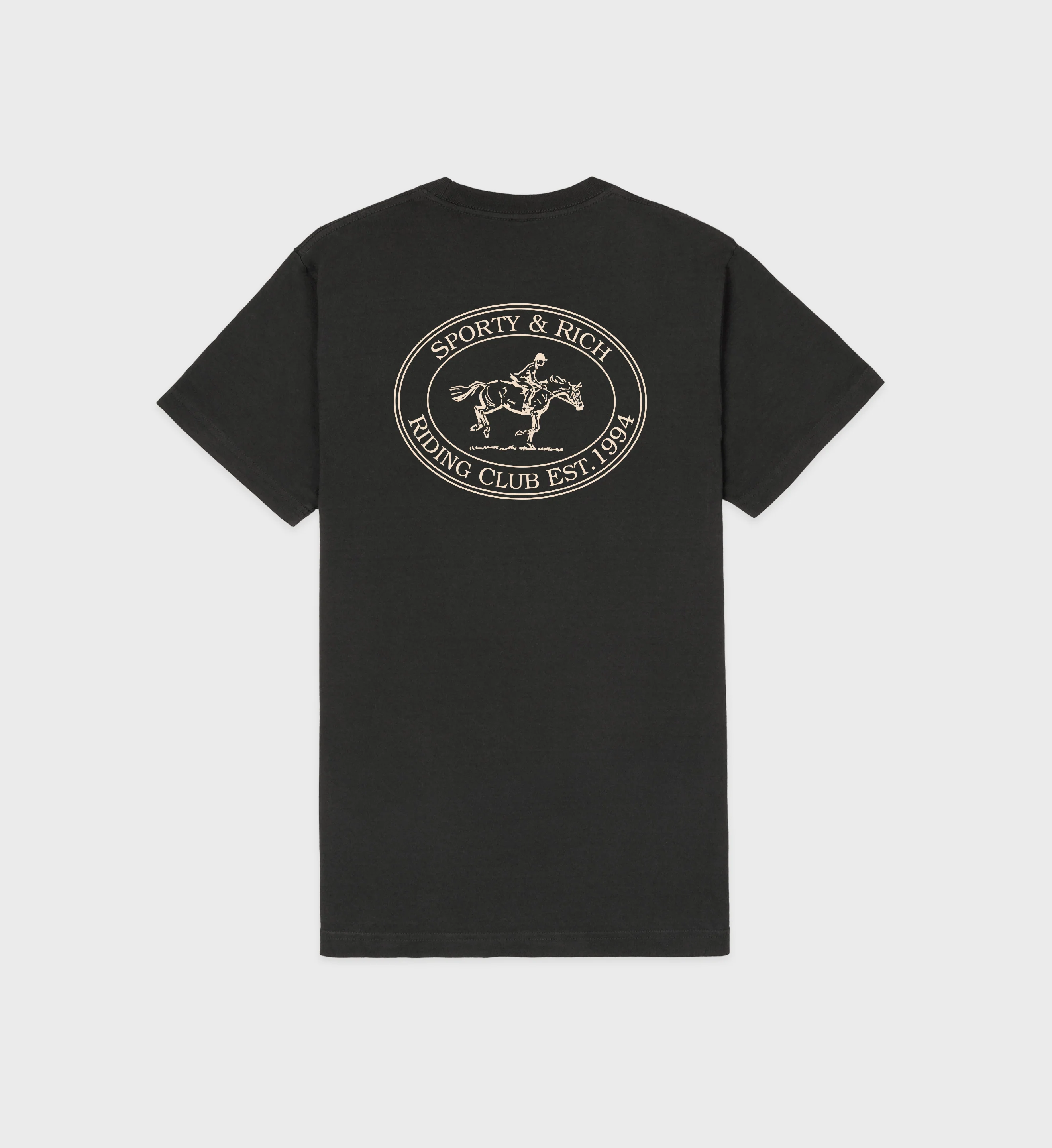 Riding Club T-Shirt - Faded Black/Cream - Image 10