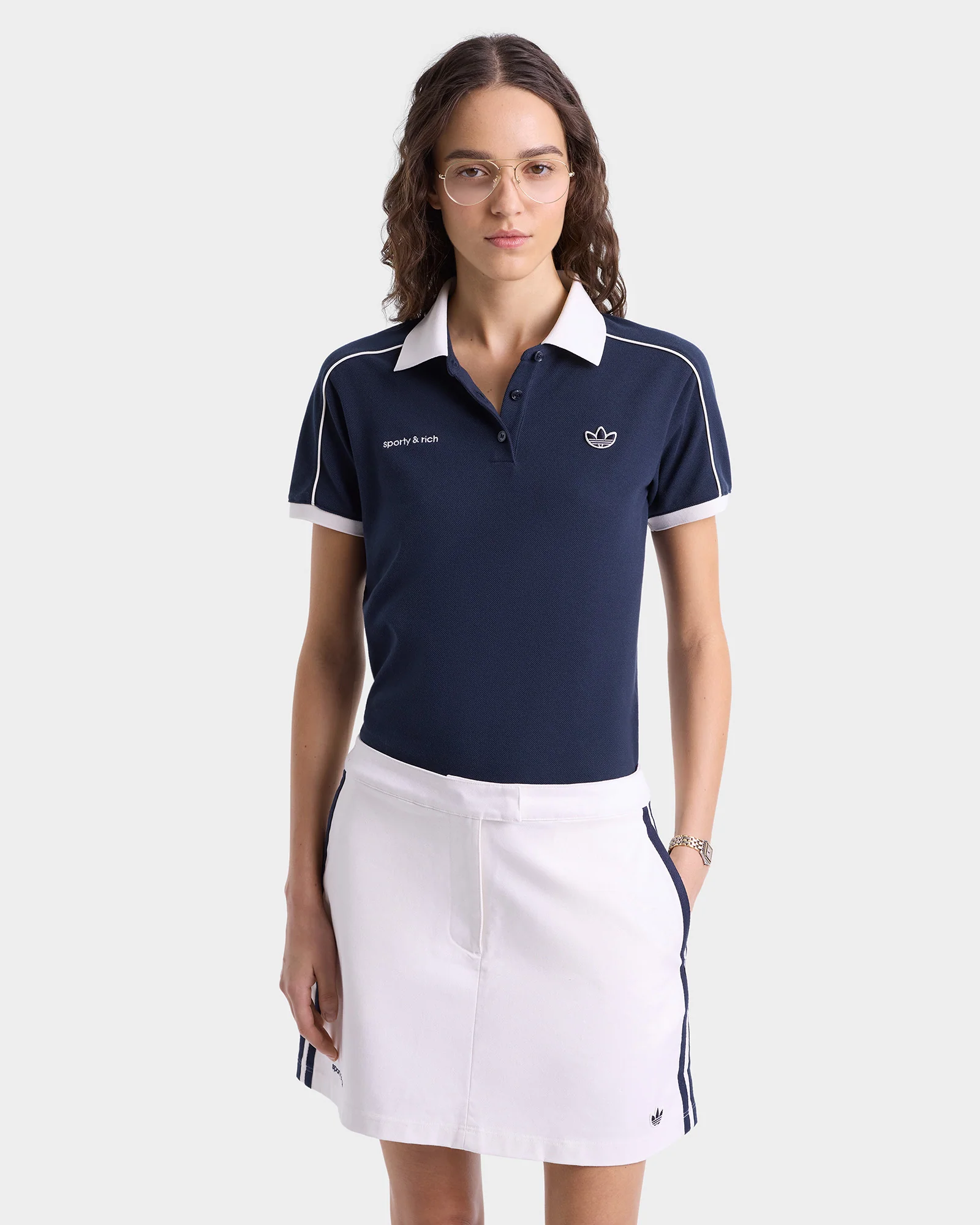 Adidas Pique Polo - Navy/White - Image 5