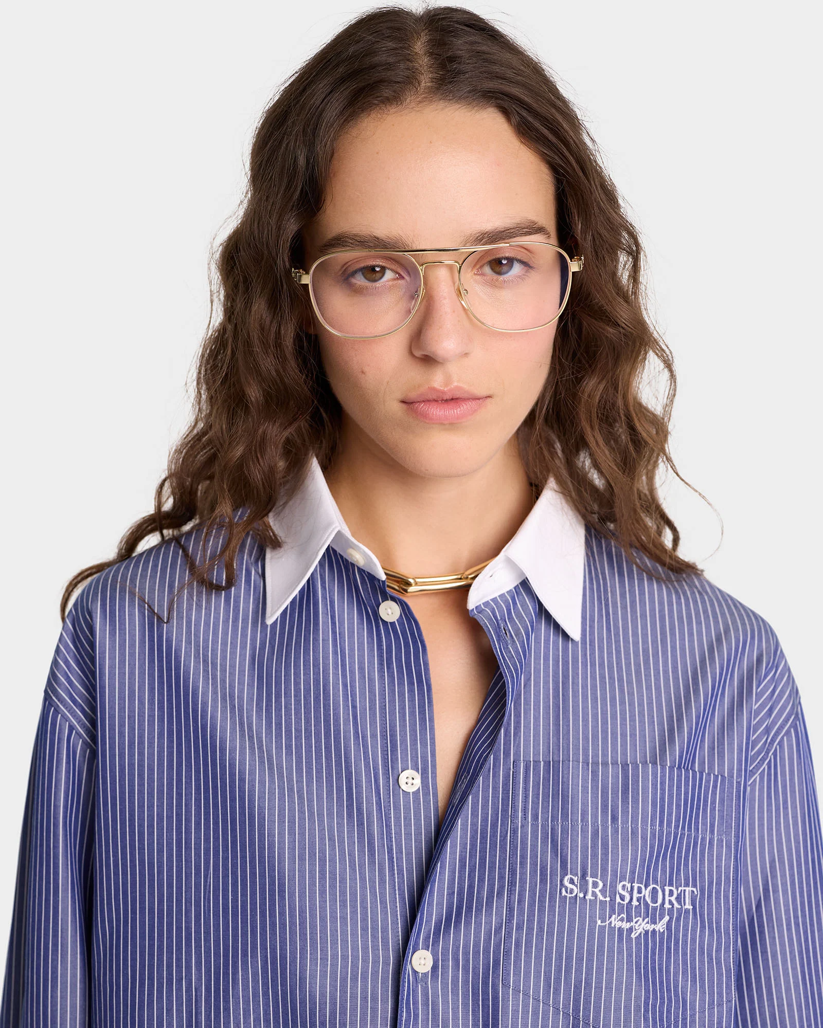S.R. Sport Oversized Shirt - Navy/White - Image 3