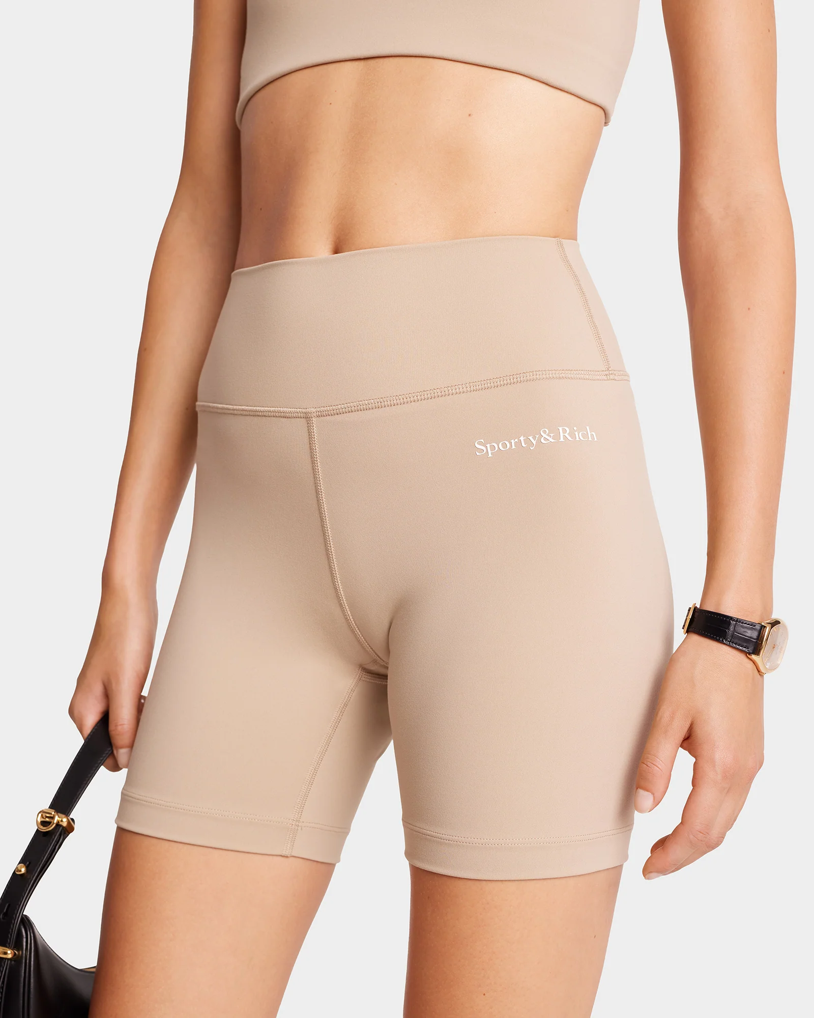 Serif Logo Biker Short - Elephant/White - Image 4