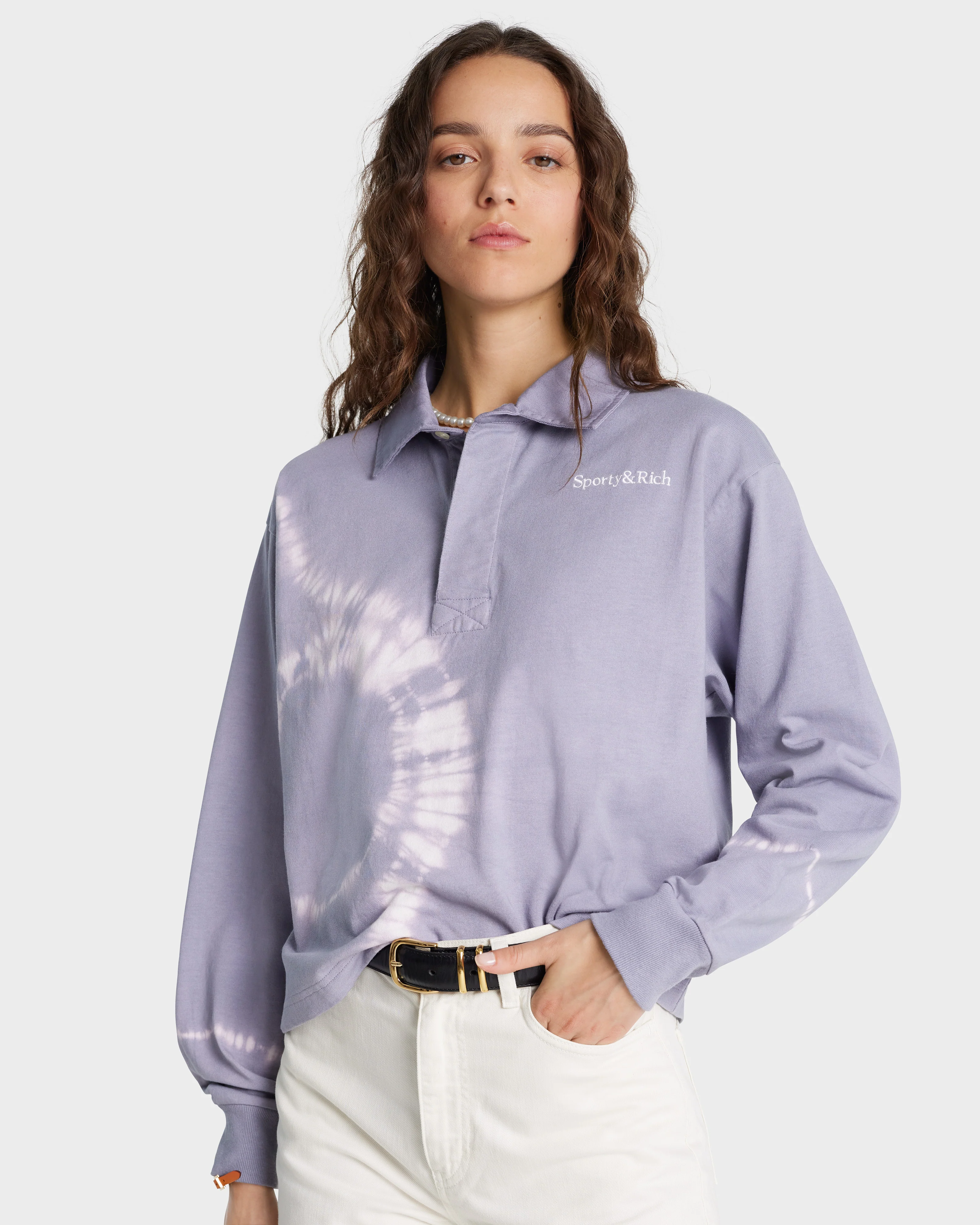 Serif Logo Embroidered Rugby Polo - Easter Egg Tie Dye - Image 4