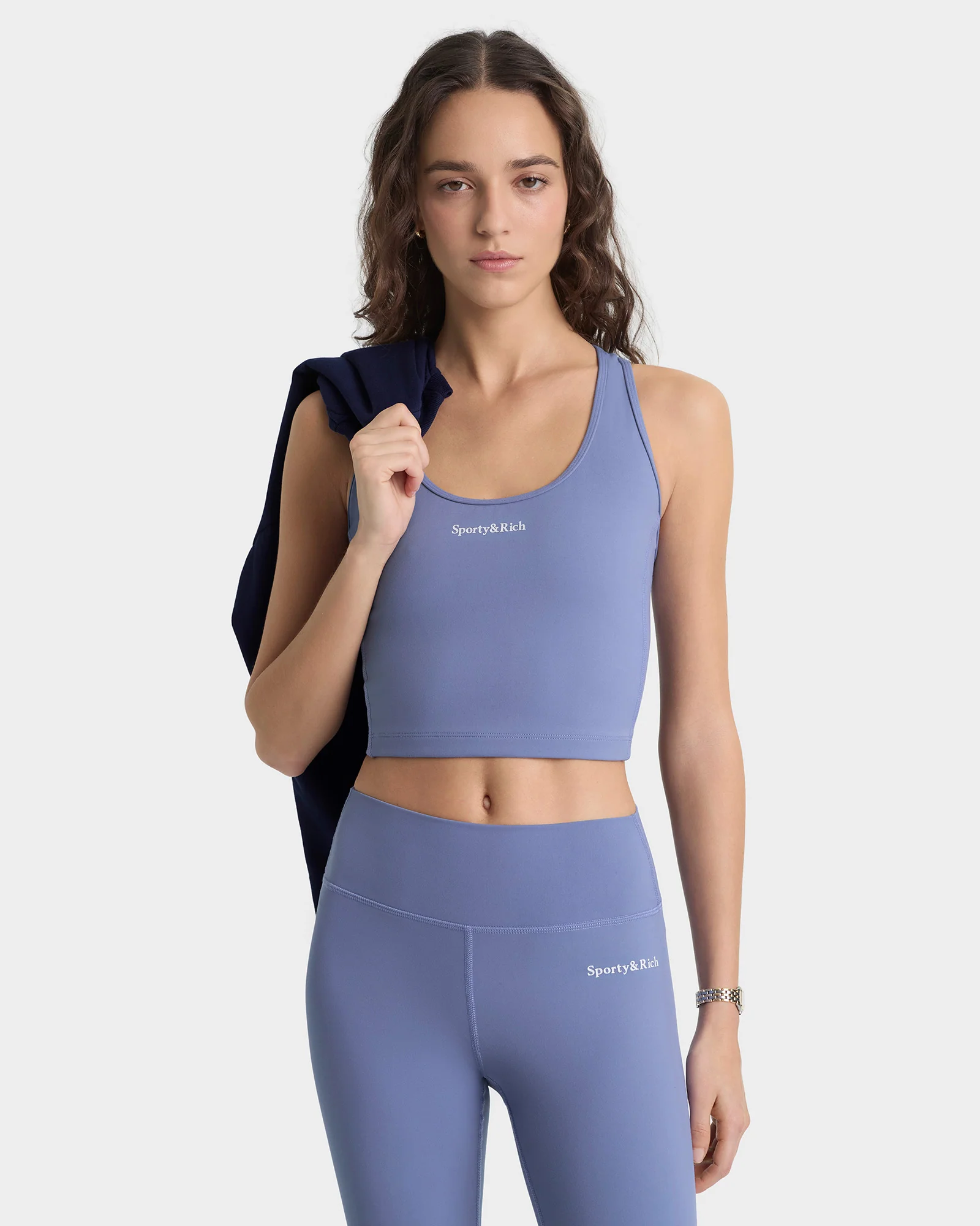 Serif Logo Legging - Colony Blue/White - Image 3