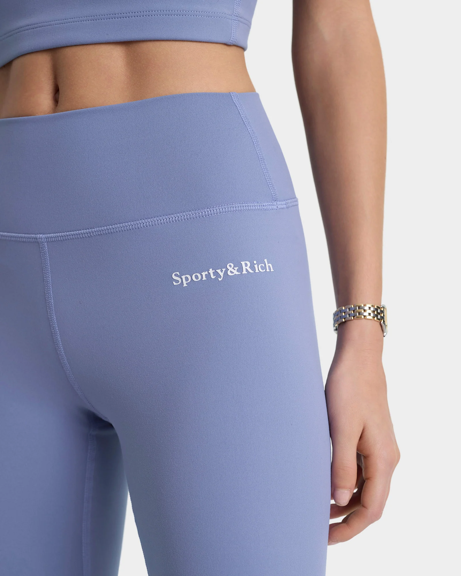 Serif Logo Legging - Colony Blue/White - Image 5