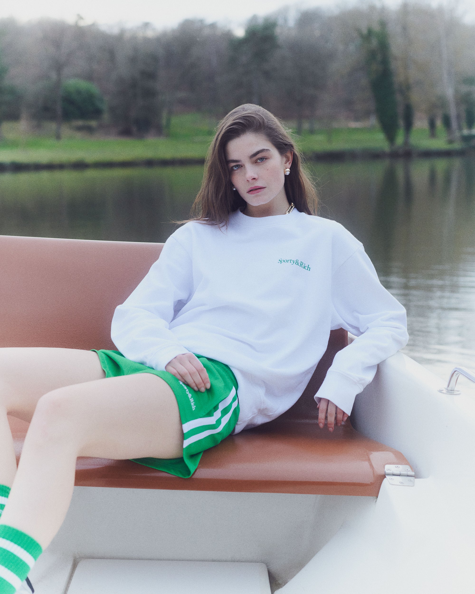 Serif Logo Socks - Verde/White - Image 4