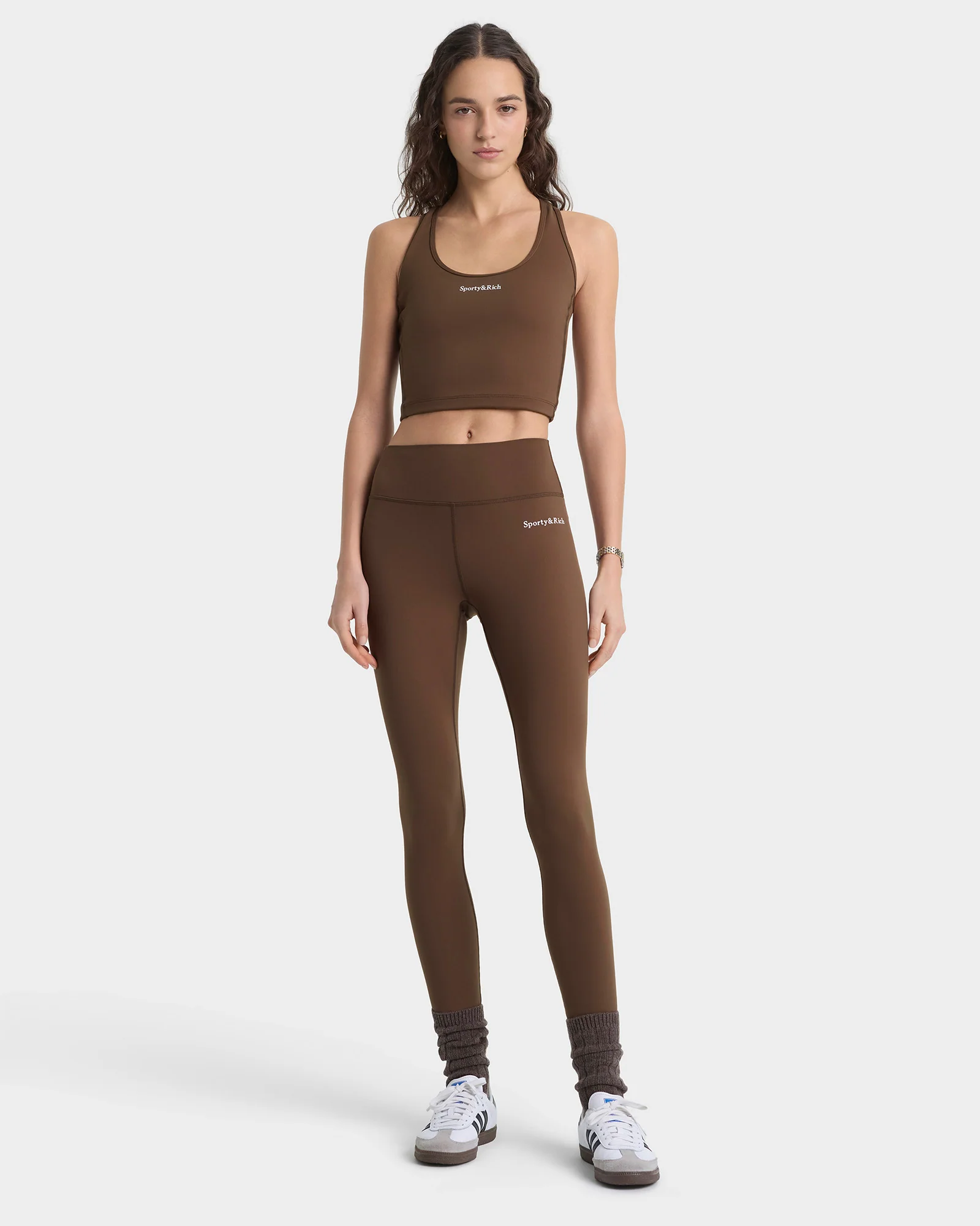 Serif Logo Sports Tank - Toffee/White - Image 3