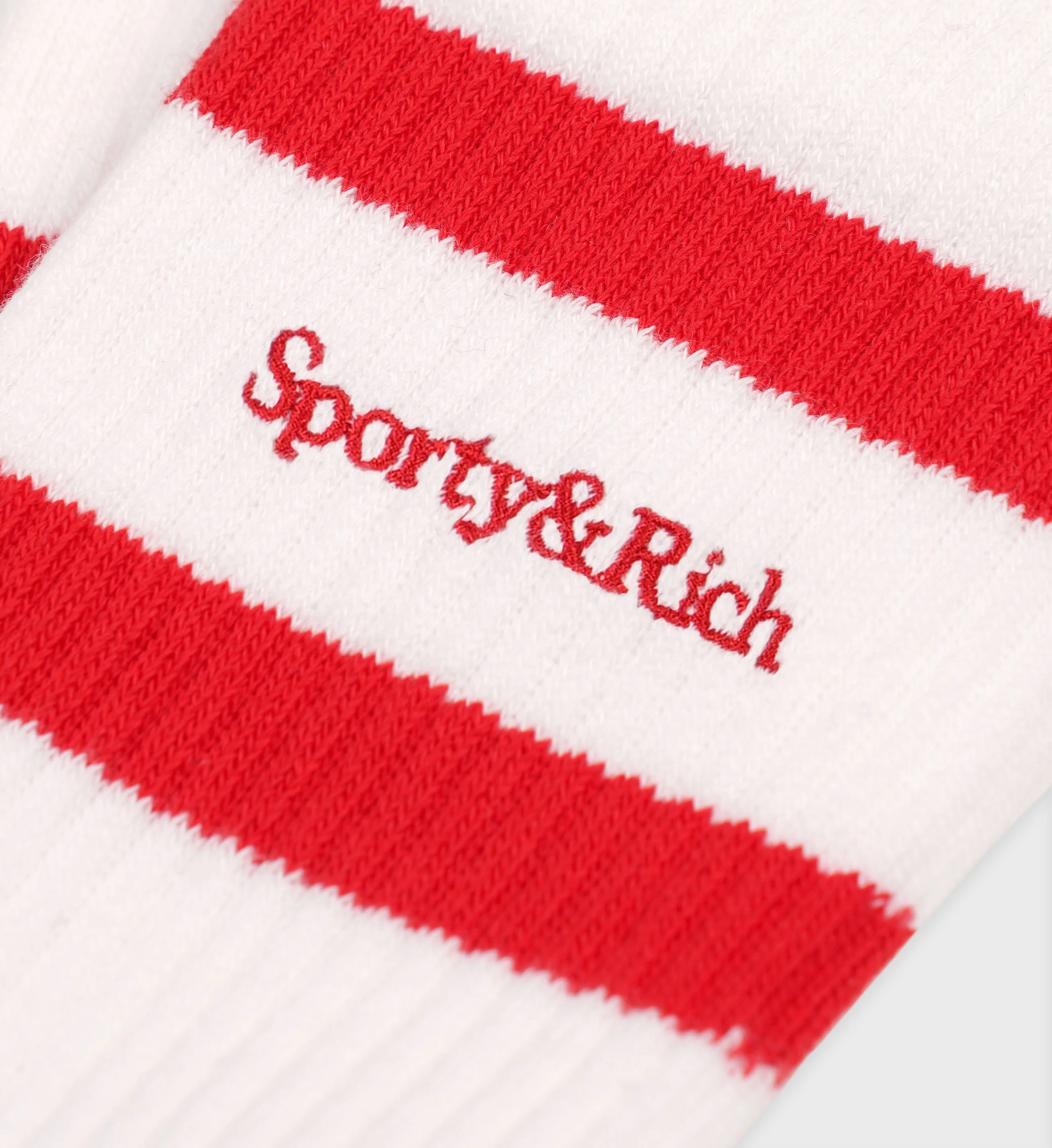 Serif Logo Striped Socks - White/Red - Image 3