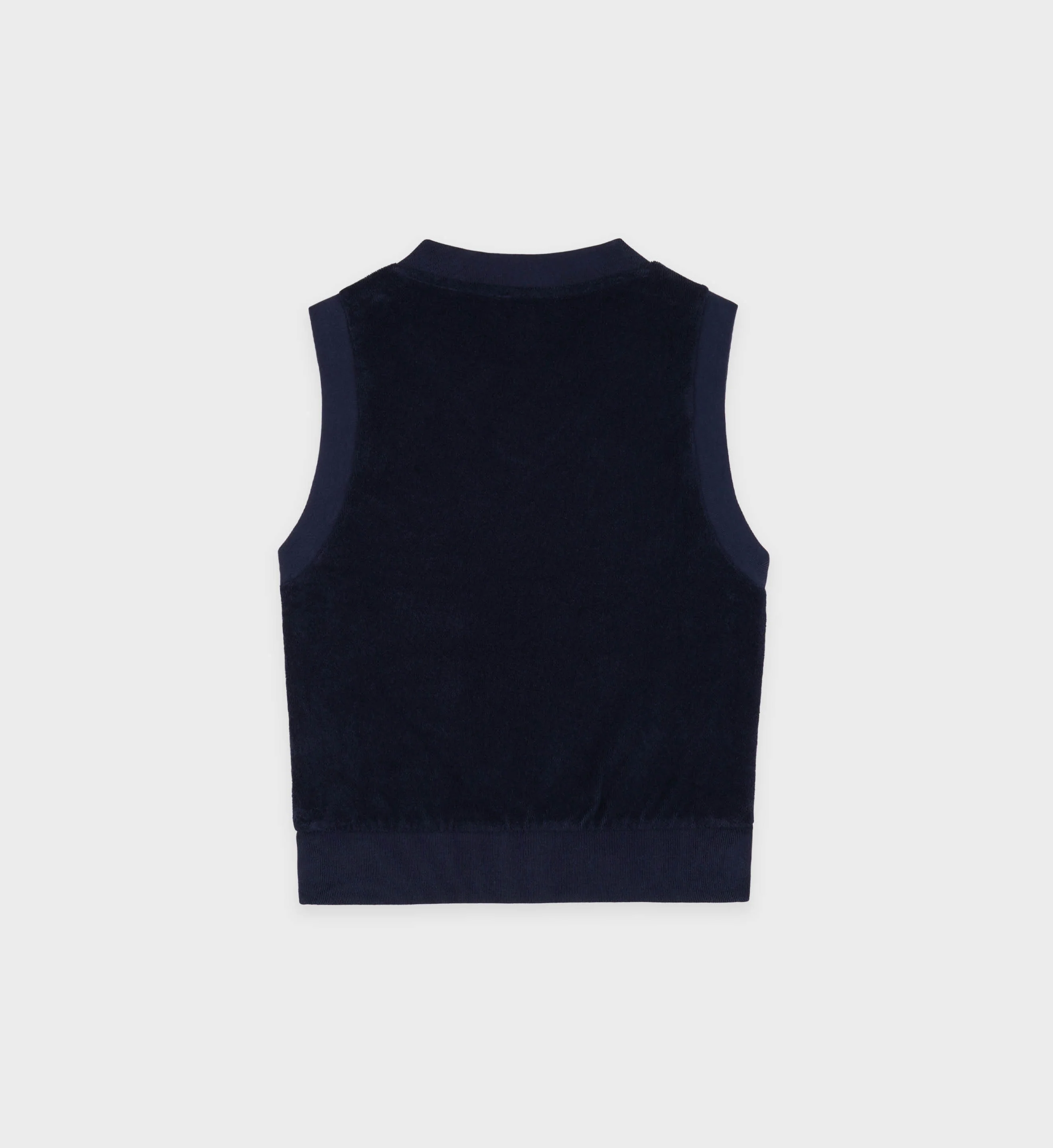 Serif Logo V-Neck Terry Vest - Navy/White - Image 7