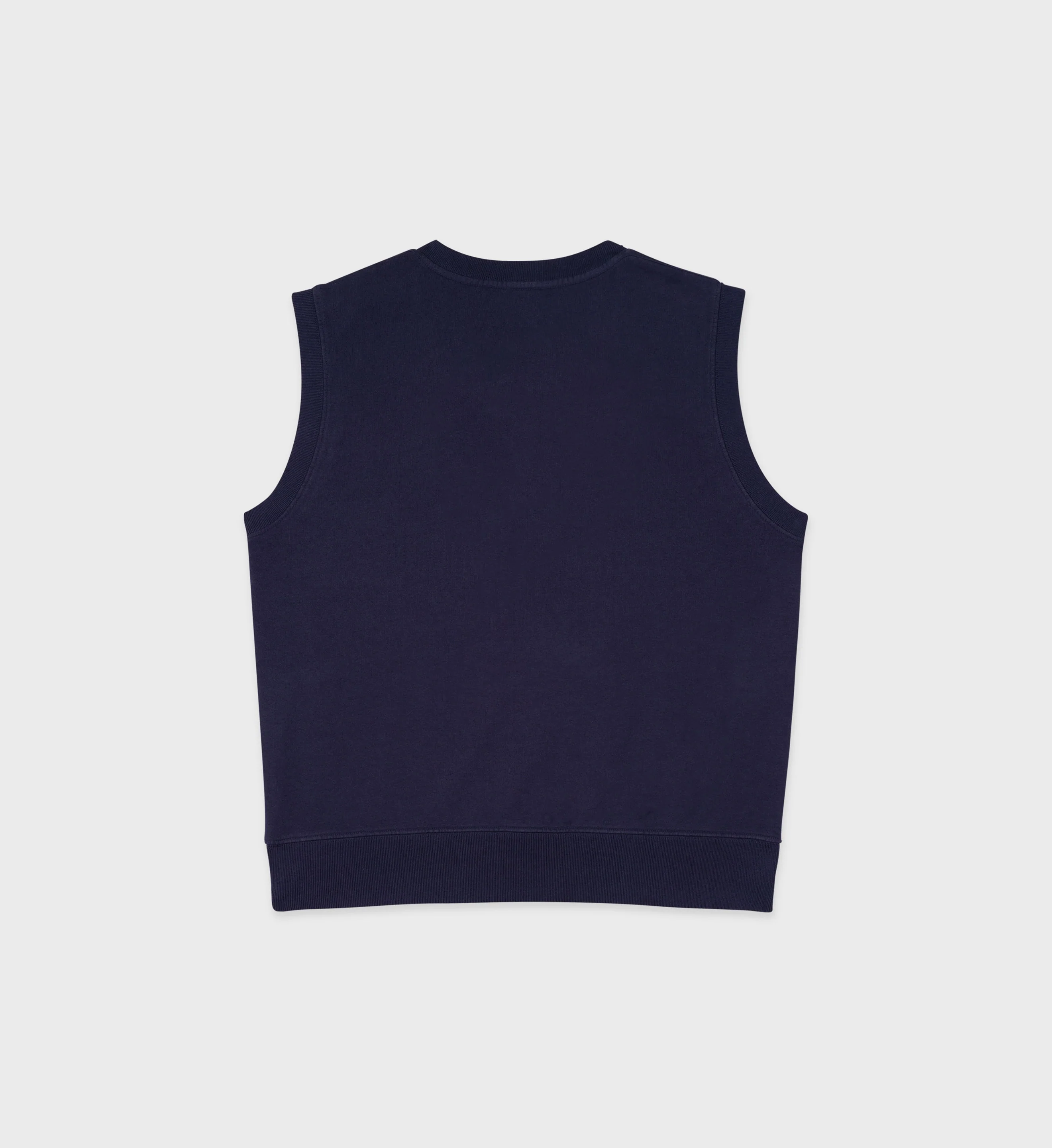Serif Logo V-Neck Vest - Navy/White - Image 2