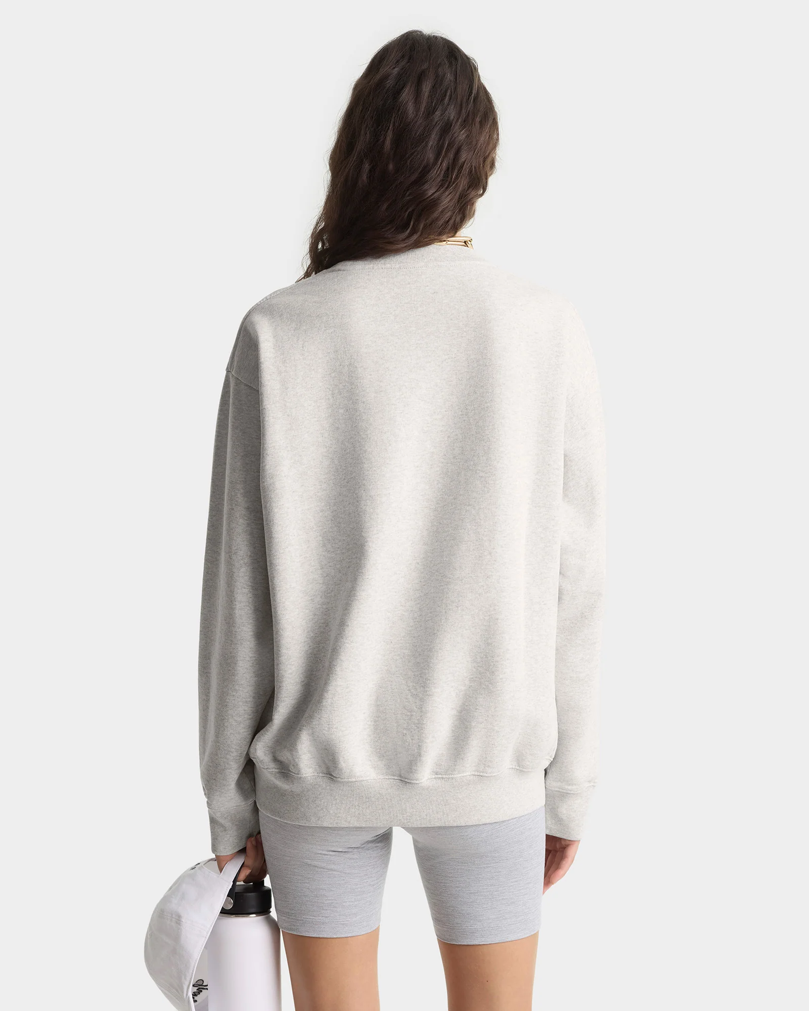 Signature Logo Embroidered Crewneck - Heather Gray/Navy - Image 3