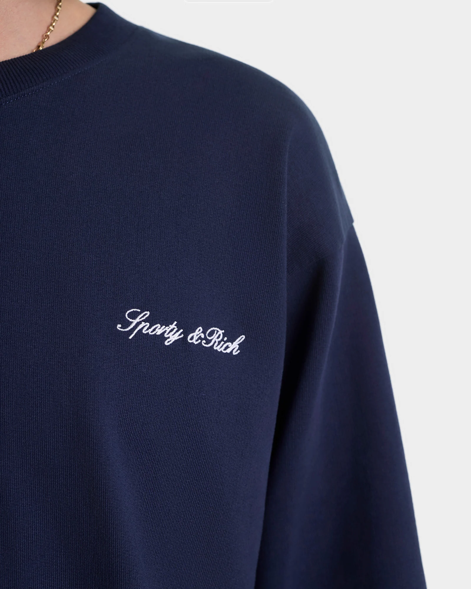 Signature Logo Embroidered Crewneck - Navy/White - Image 8