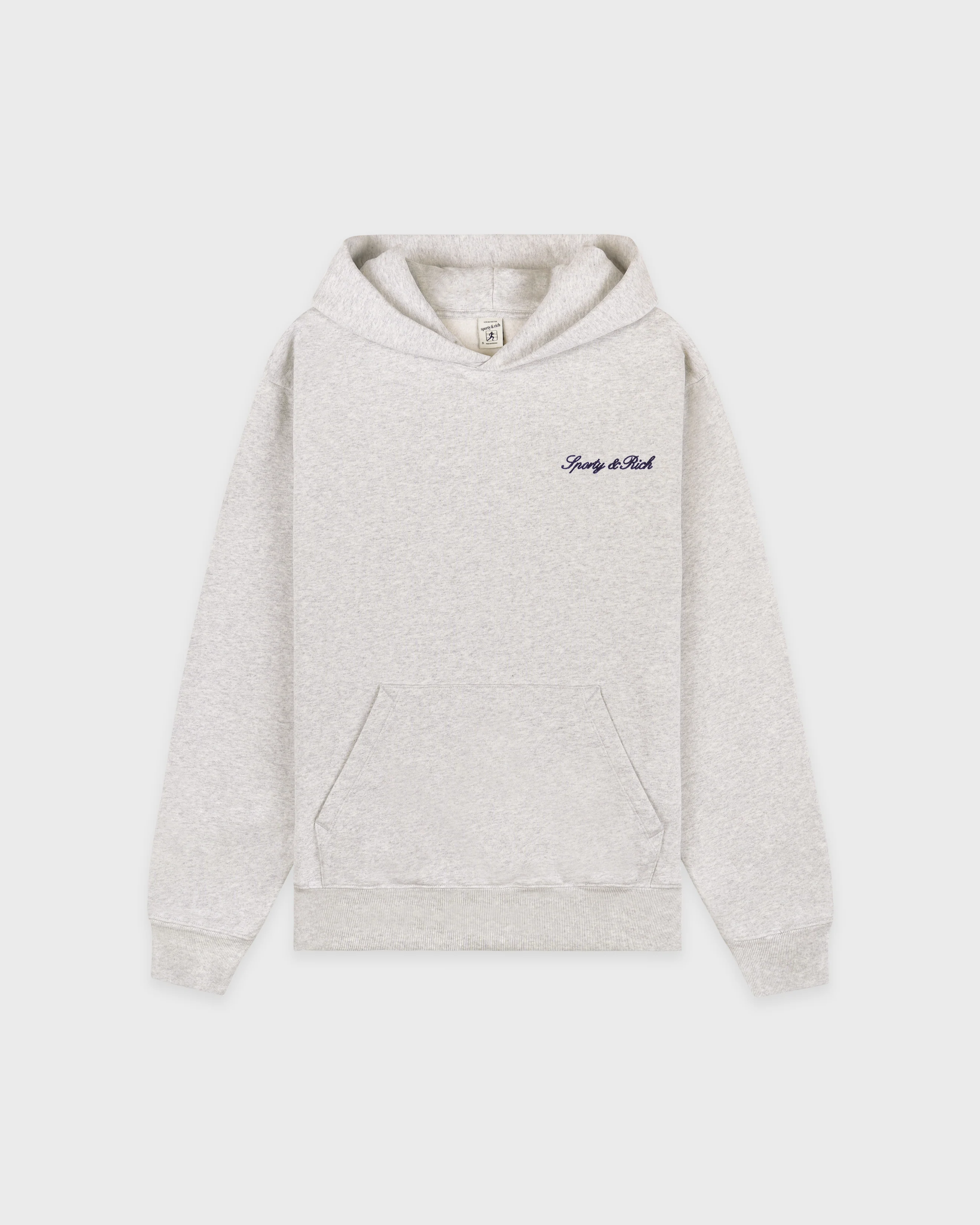 Signature Logo Embroidered Hoodie - Heather Gray/Navy - Image 11