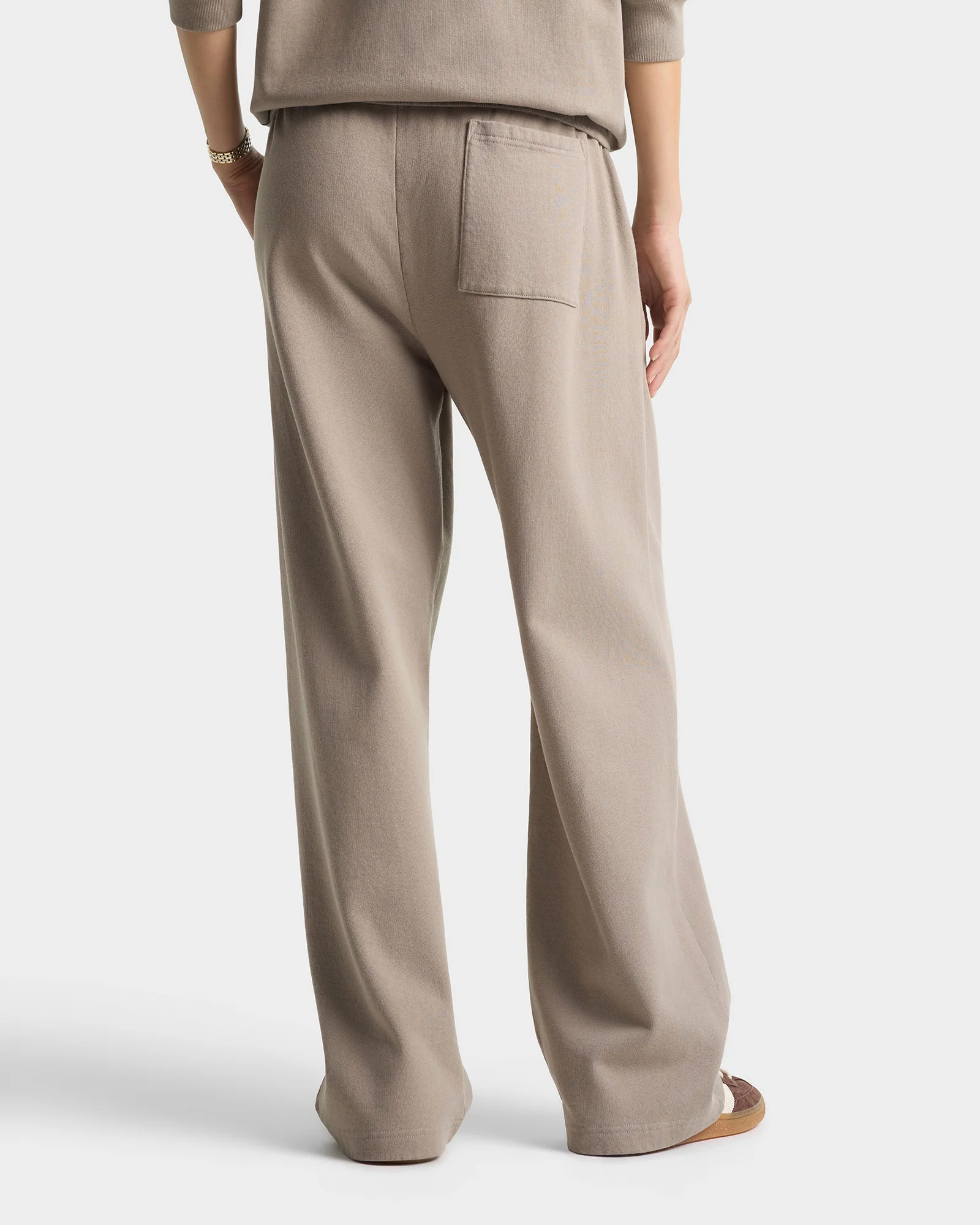 Signature Logo Embroidered Wide Sweatpant - Hazelnut/White - Image 3