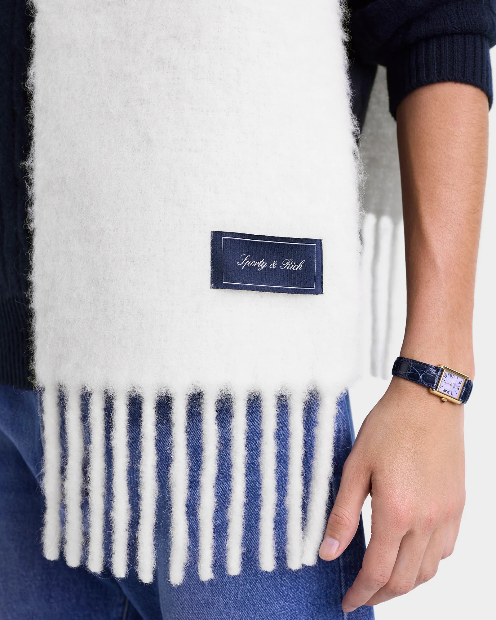 Signature Logo Fuzzy Scarf - Ecru - Image 7