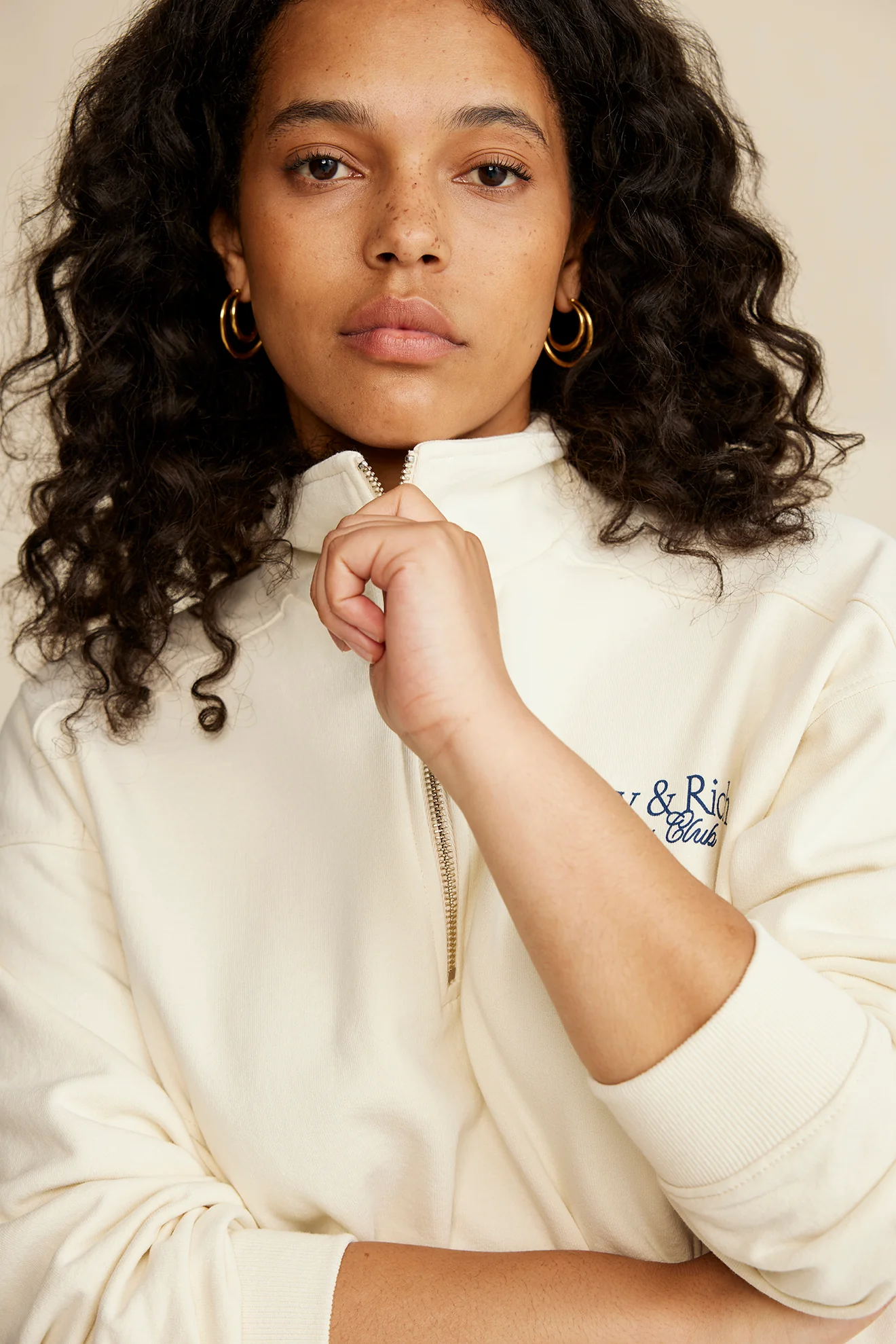 SR Country Club Quarter Zip - Cream/Navy - Image 5
