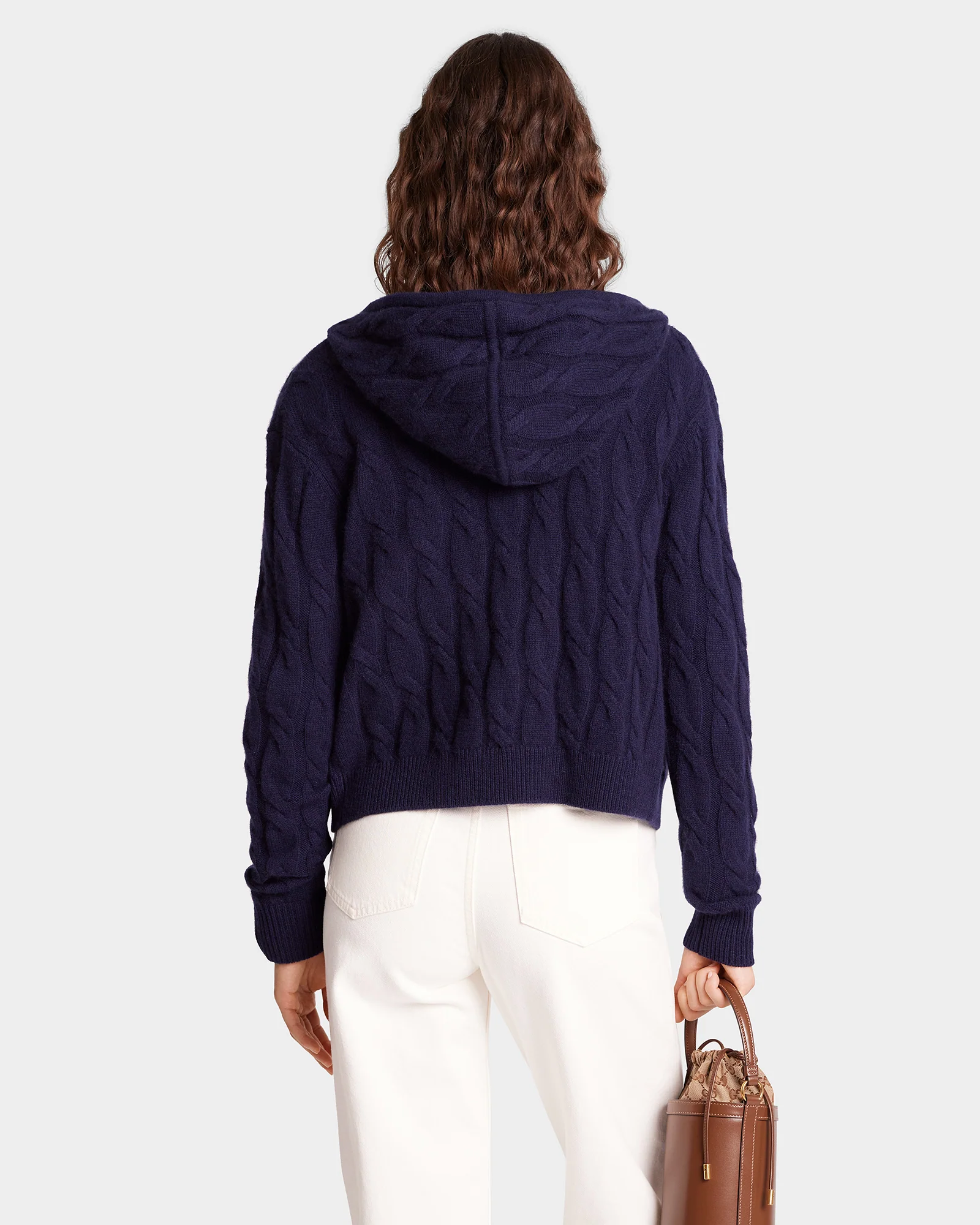 SRC Cableknit Cashmere Zip hoodie - Navy/White - Image 4