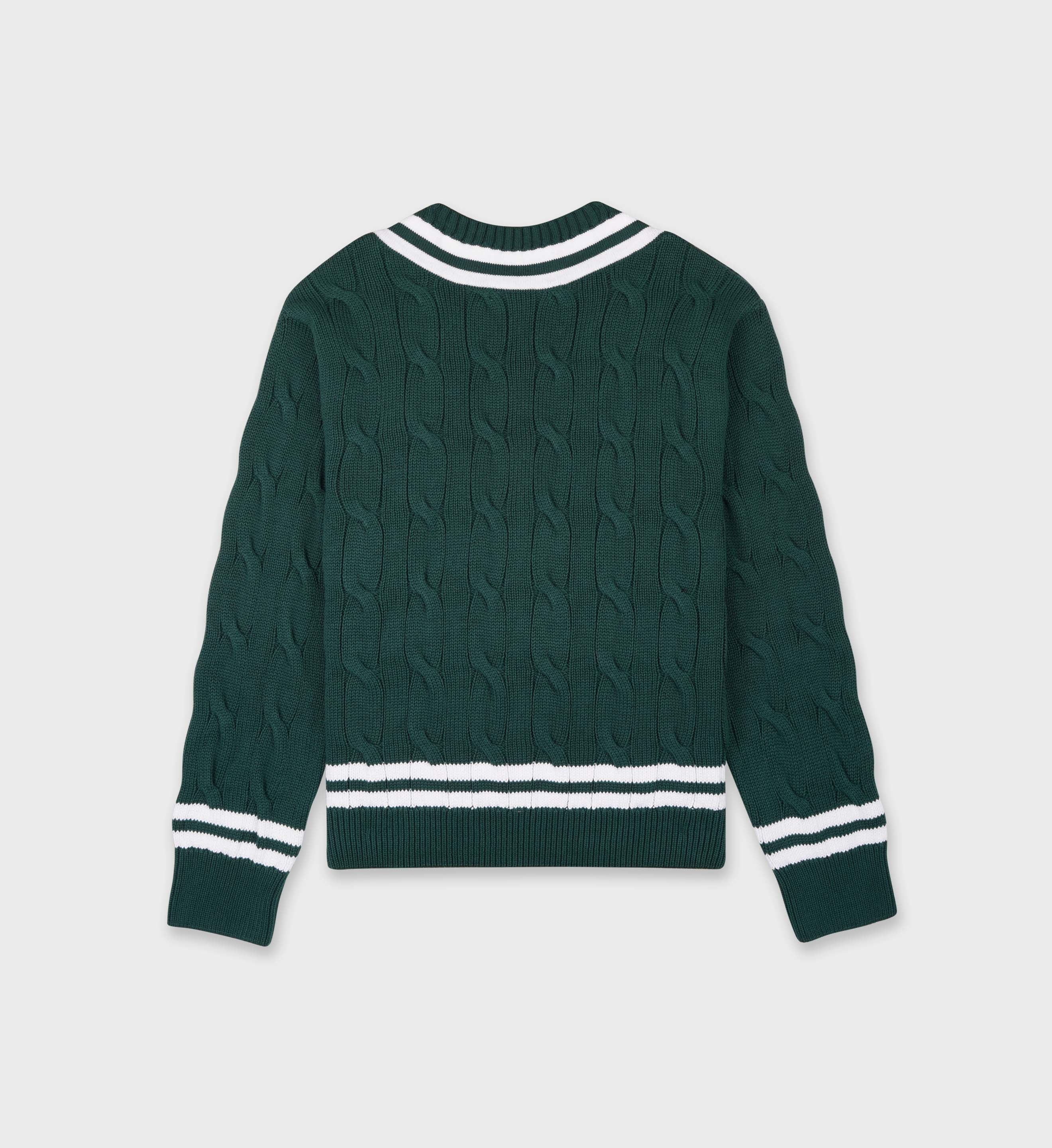 SRC Cableknit V-Neck Sweater - Forest/White - Image 3