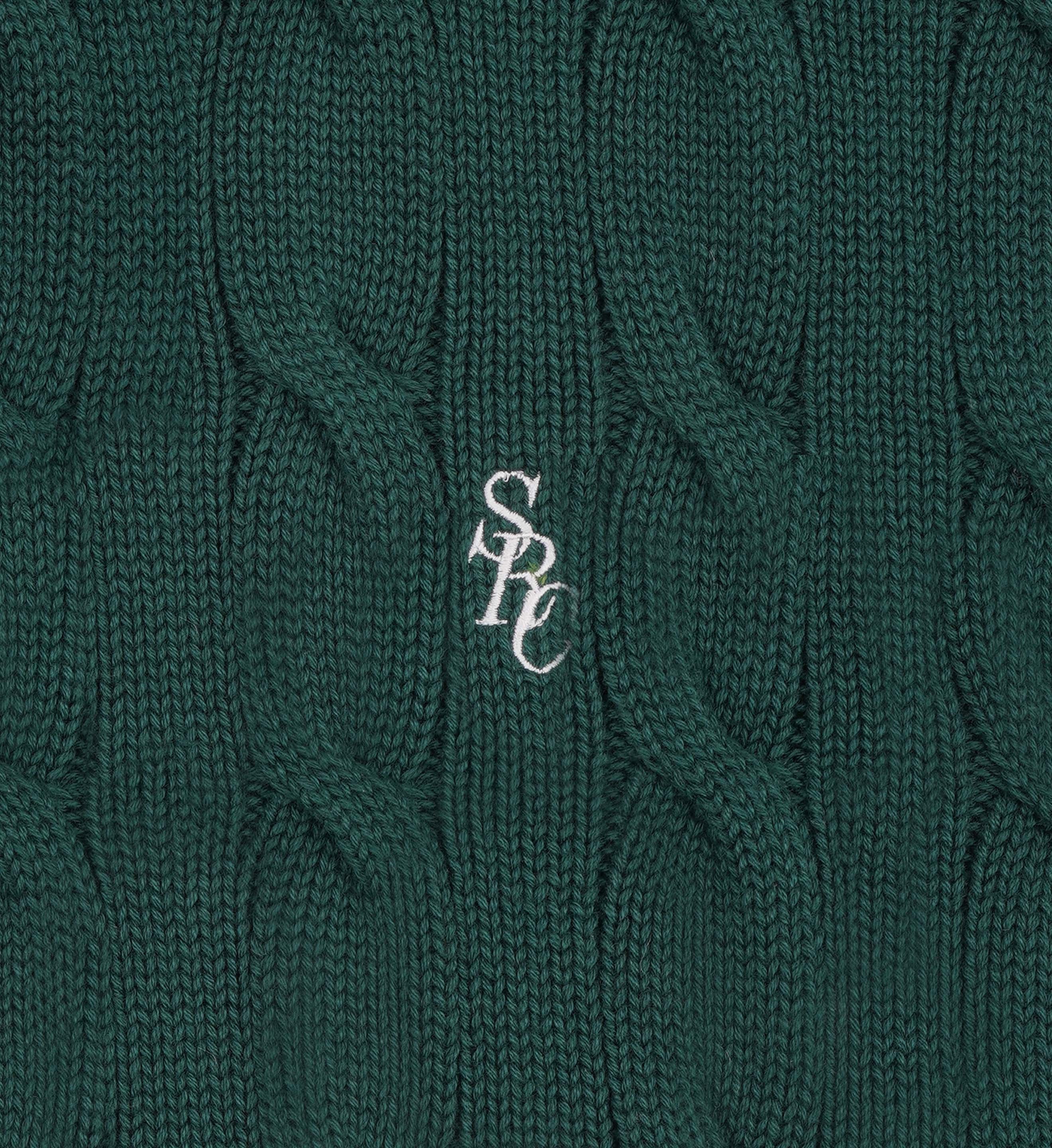 SRC Cableknit V-Neck Sweater - Forest/White - Image 4
