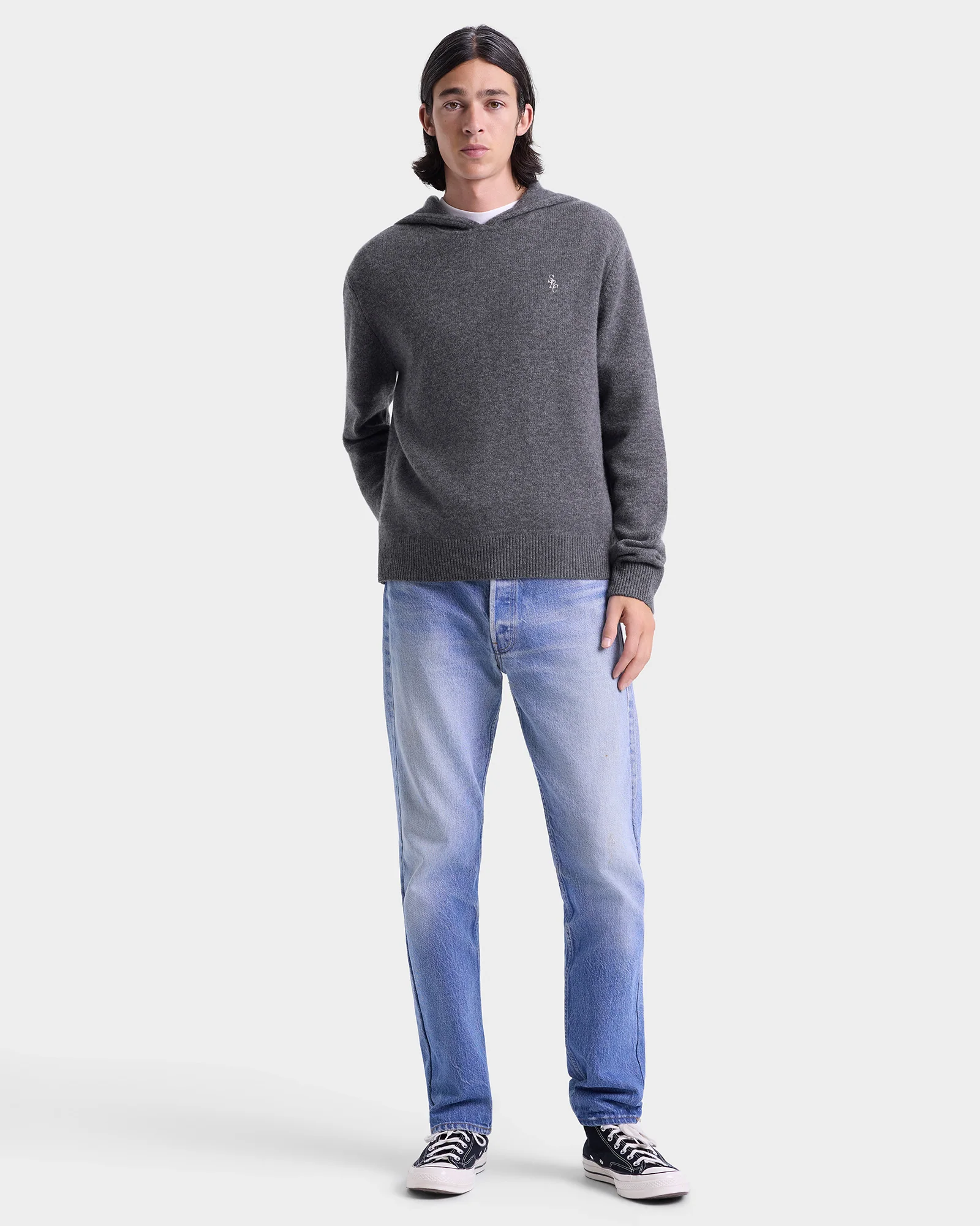 SRC Cashmere Hoodie Men - Light Grey/White - Image 4