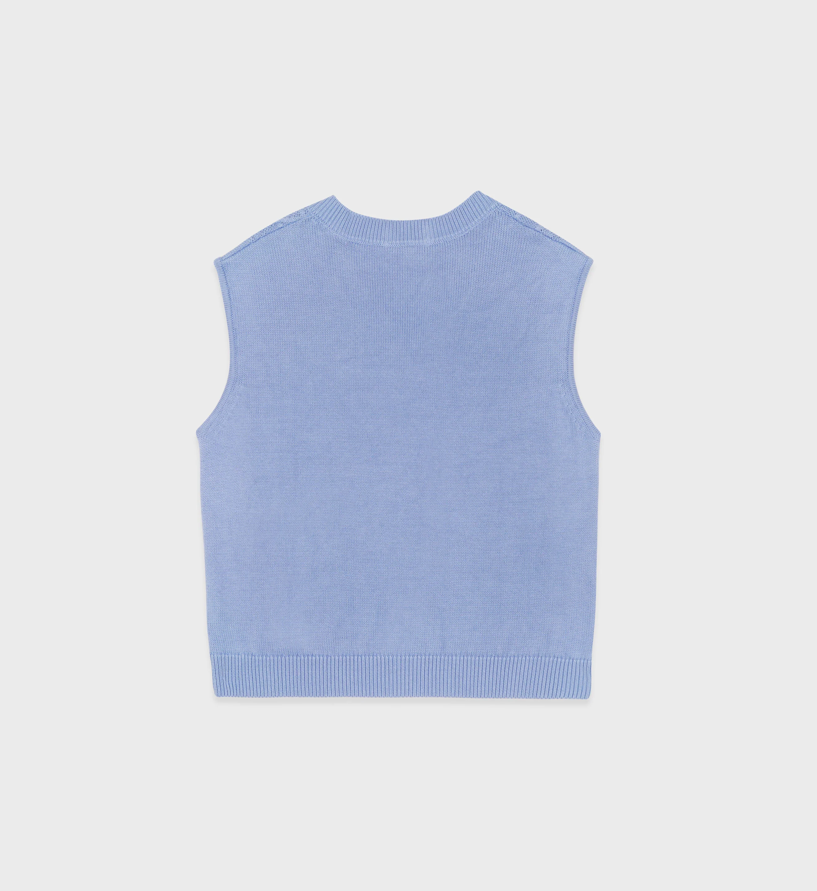 SRC Cotton Cable Knit Vest - Washed Hydrangea/White - Image 2
